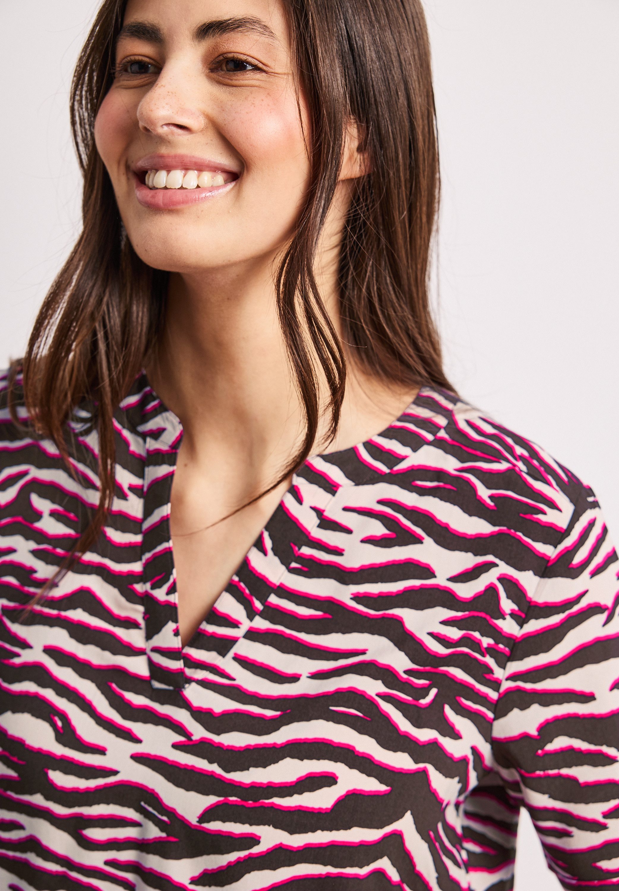 STREET ONE Druckbluse Sommerbluse mit Split Neck und Print
