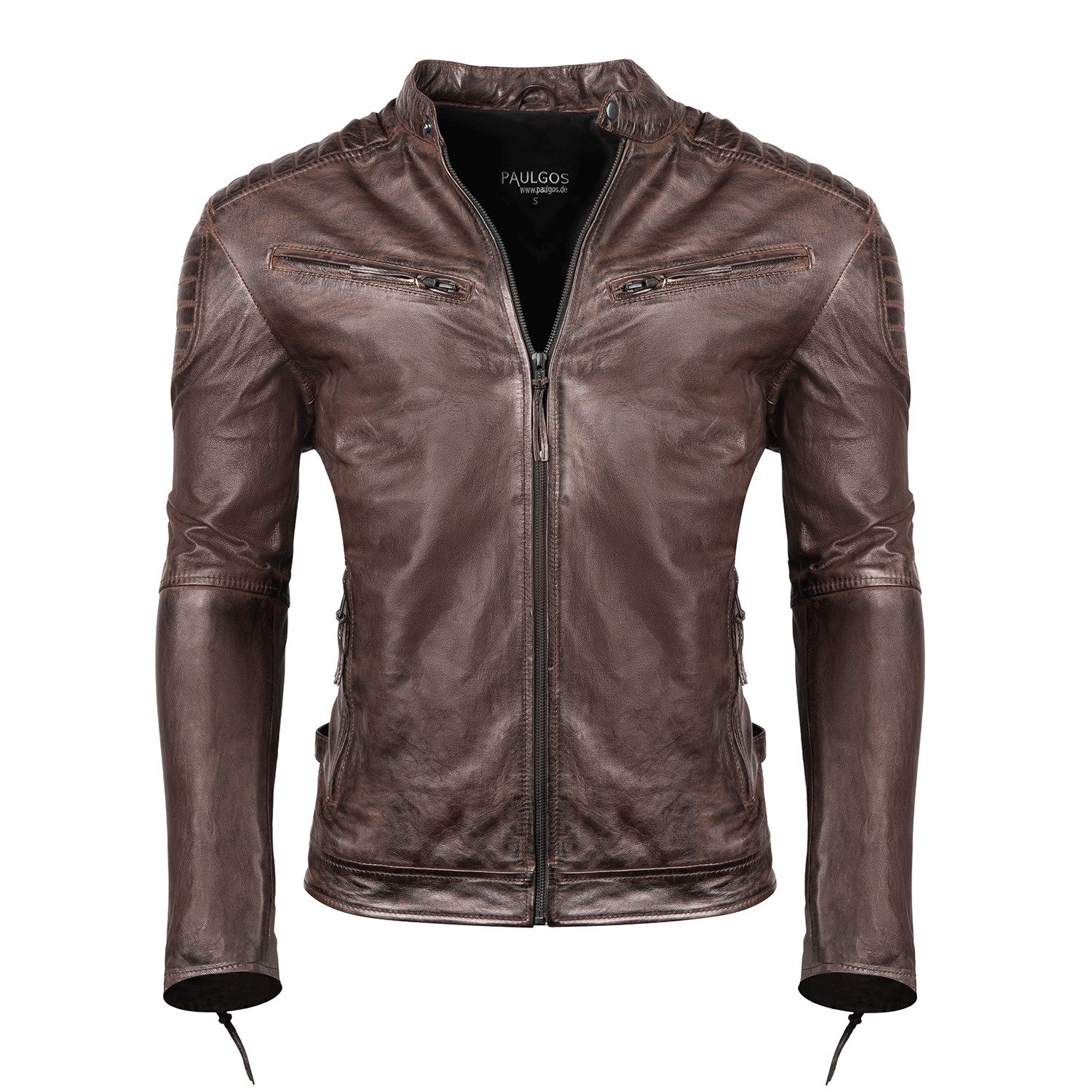 Lederjacke Herren Jacke Übergangsjacke Biker Look 100% Echtleder D2