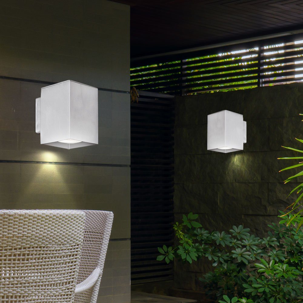 etc-shop Außen-Wandleuchte, Leuchtmittel Beleuchtung Außen Spar Warmweiß, Lampe inklusive, LED Energie Leuchte Alu Down Wand
