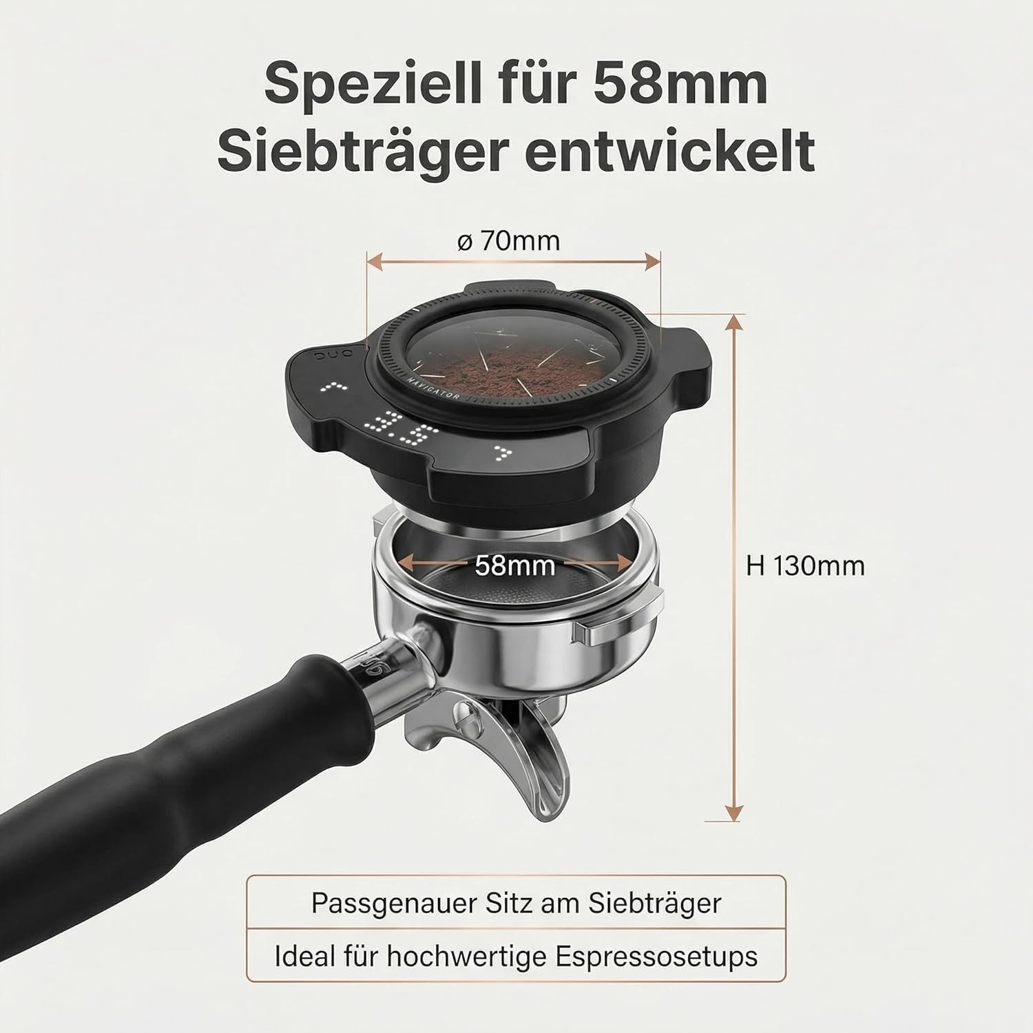 LK Trend & Style Tamper Avanti PUQ Navigator Elektronisches WDT-Tool für Espresso, Elektronische Wdt-Technologie, 58mm Siebträger