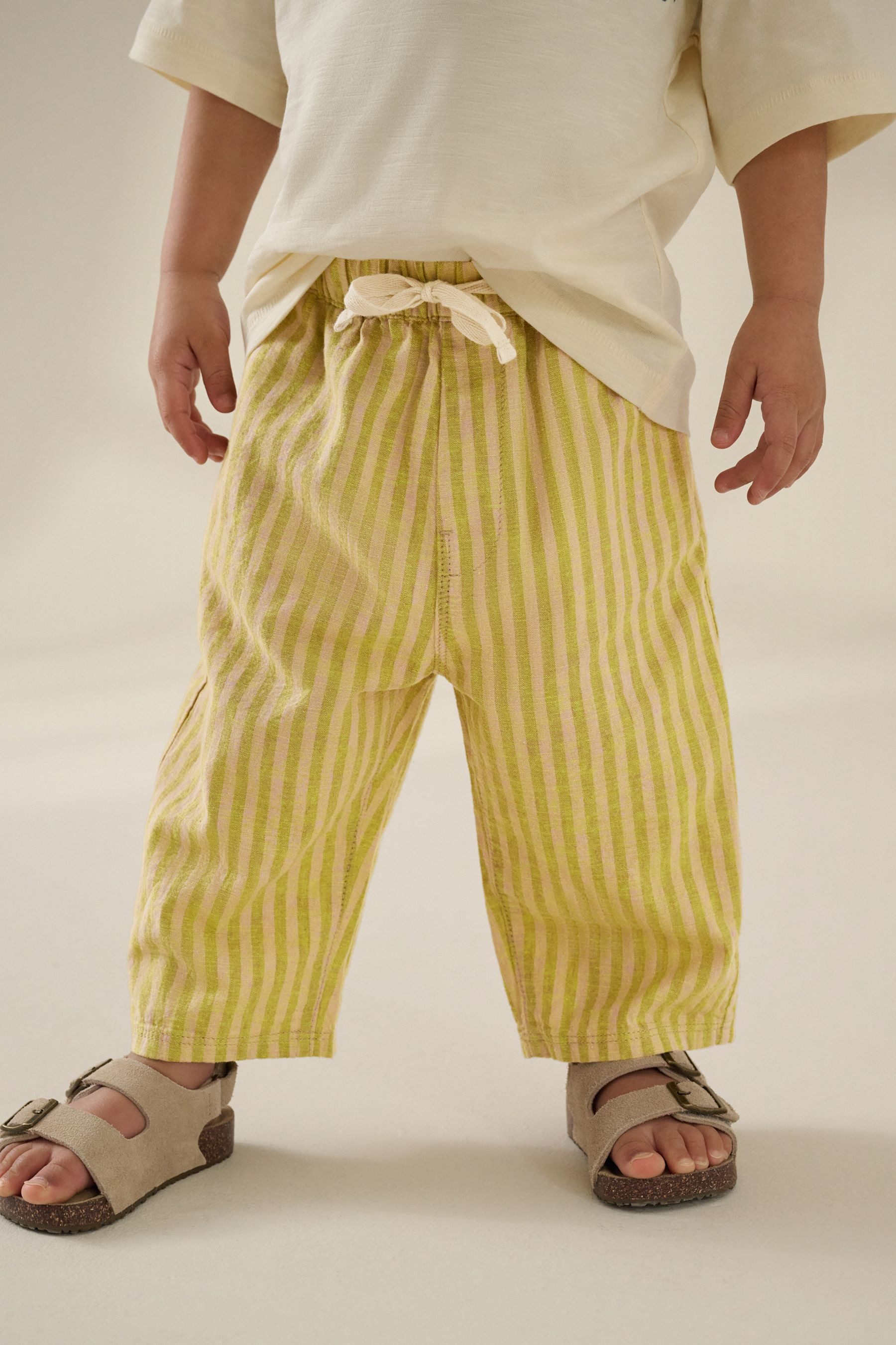 Next Palazzohose Hose Leinengemisch mit weitem Bein und Gummibund (1-tlg)