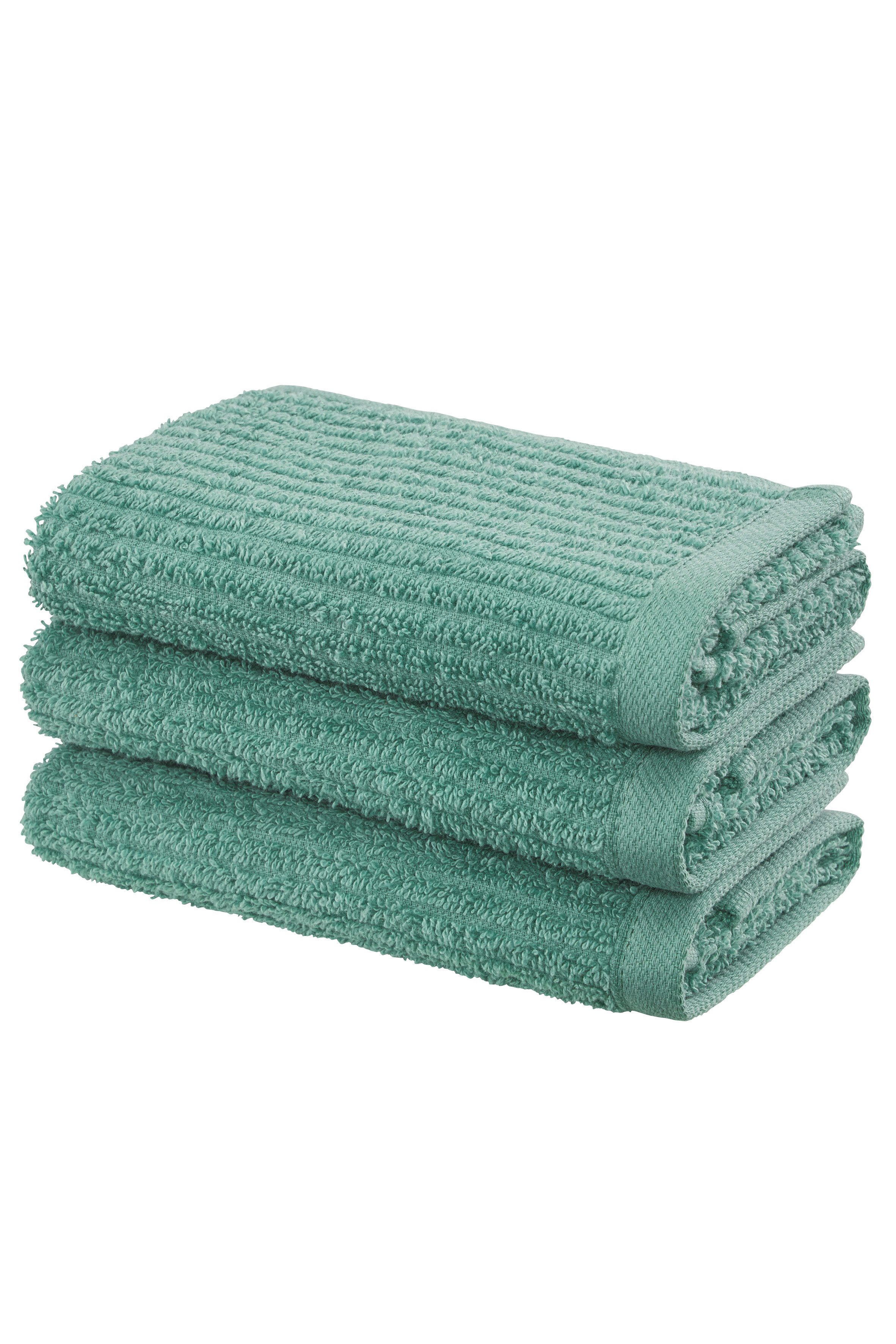 OTTO home Gästehandtücher Riva, 30x50, Premium Handtücher, 500 gr/m², Webfrottier (3-St), Hoch-Tief-Struktur, Streifen, weich, 5 Jahre Garantie
