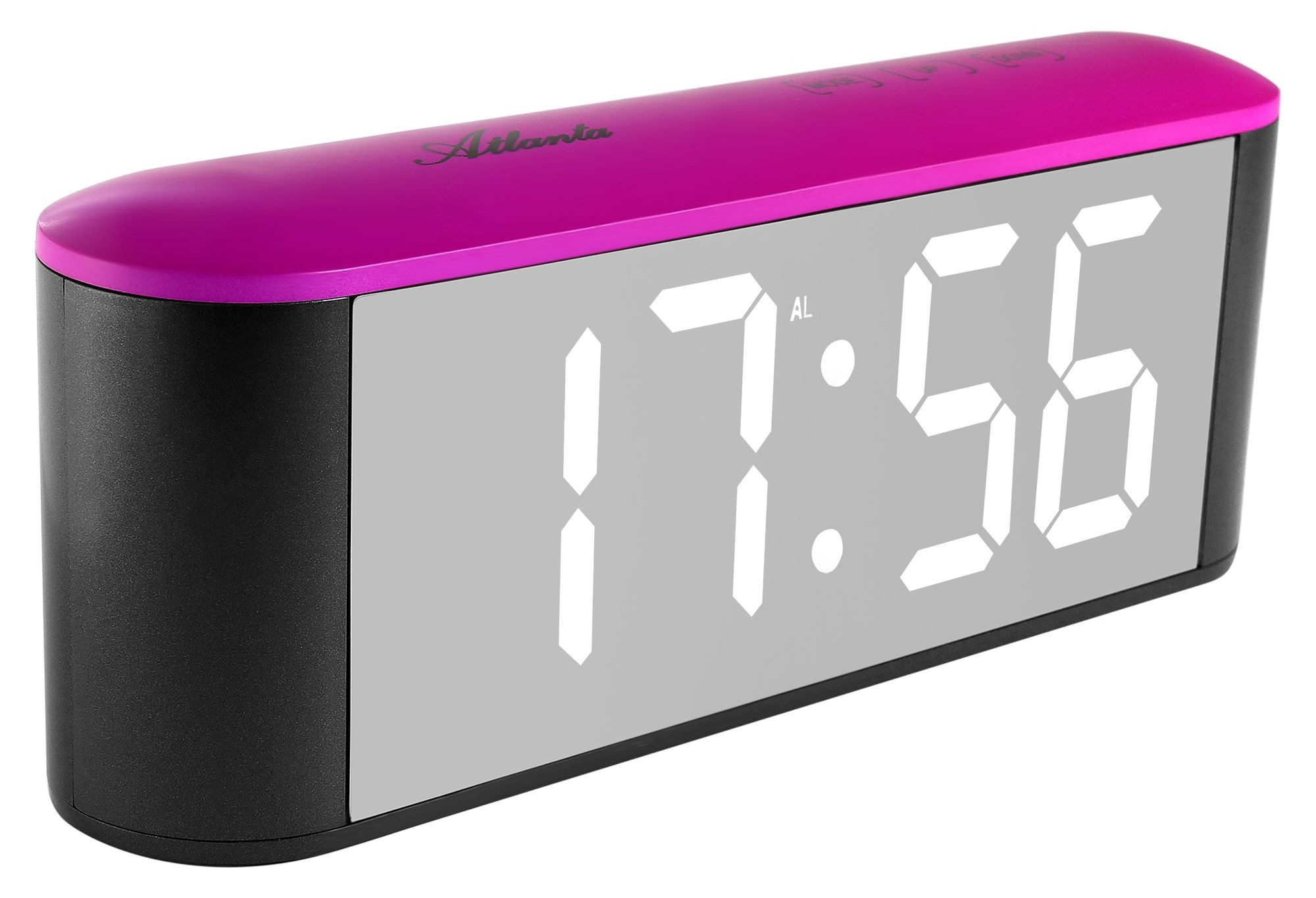 Atlanta Quarzuhr Atlanta LED-Netzwecker, grau/pink