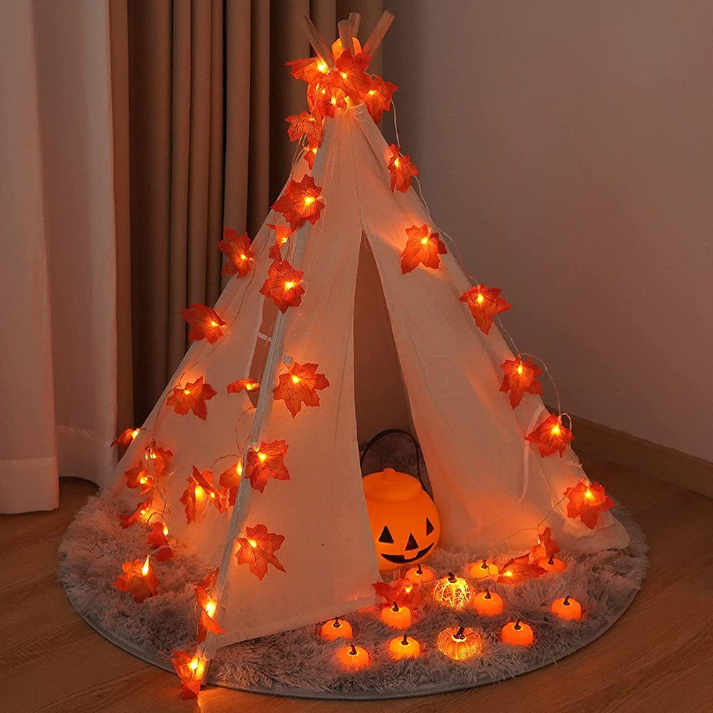 Ahornblatt, Party, batterie, Deko Wasserdicht, Herbst LED-Lichterkette Thanksgiving für Halloween Rosnek