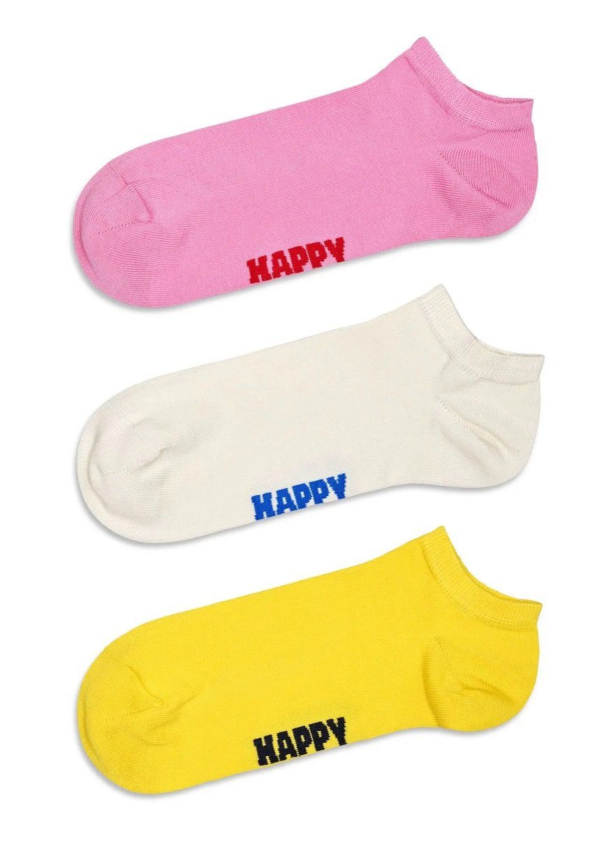 Happy Socks Socken Tagessocke Sneaker Low Solid pink/gelb/weiss - 3 Paar günstig online kaufen
