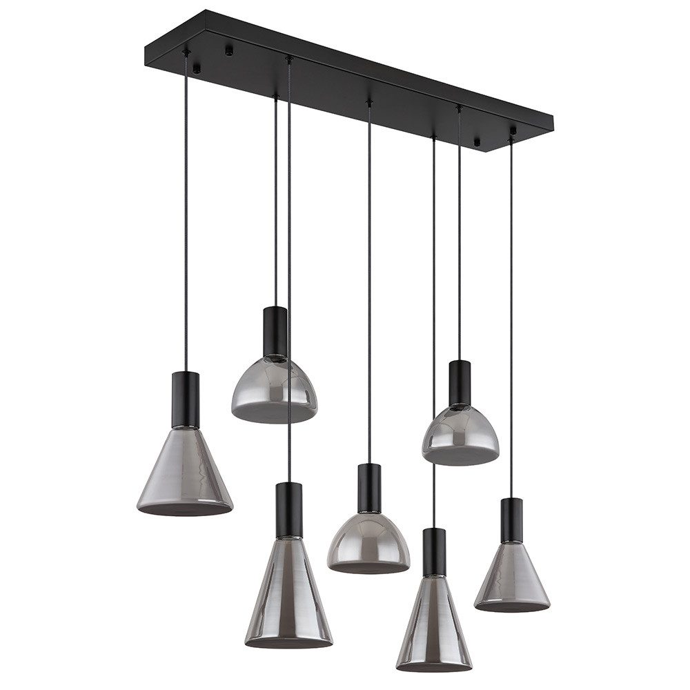 GLOBO LIGHTING Hängeleuchte, LED-Leuchtmittel fest verbaut, Pendelleuchte Hängelampe Deckenleuchte Wohnzimmerleuchte Schwarz Glas