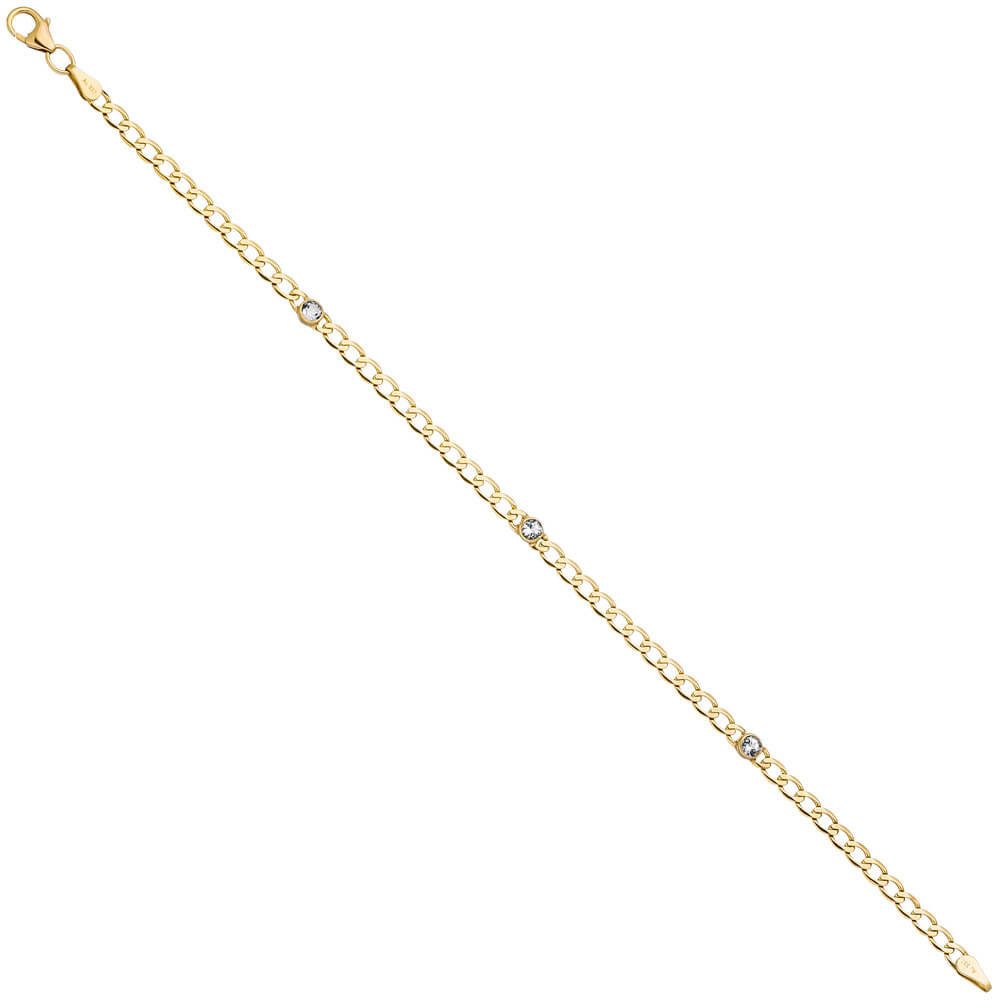 Goldarmband 3,6mm Armband mit Blautopas, 333 Gelbgold, 19cm