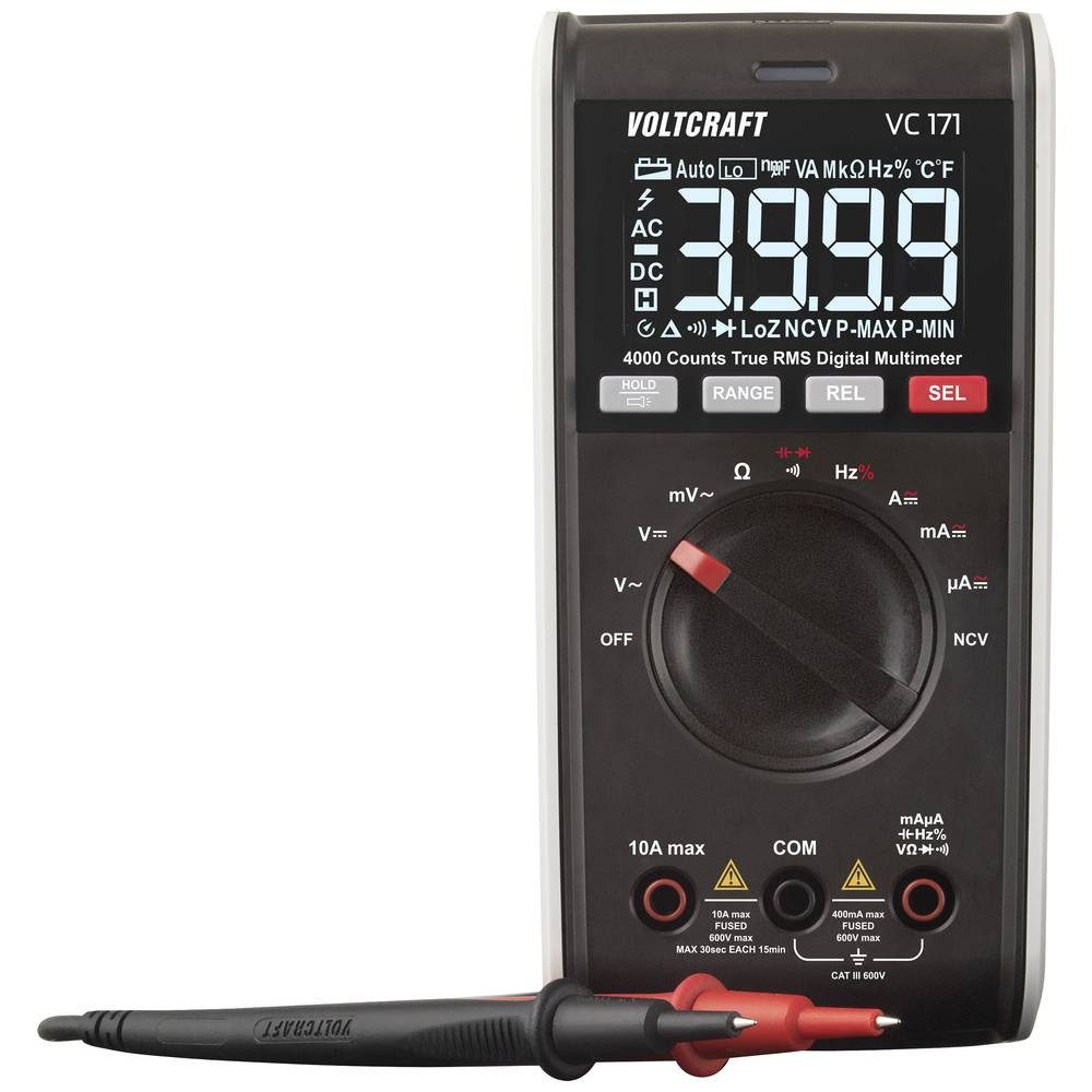 VOLTCRAFT Multimeter VC-171 Multimeter mit MLSet-100 Messleitungen und Tasche