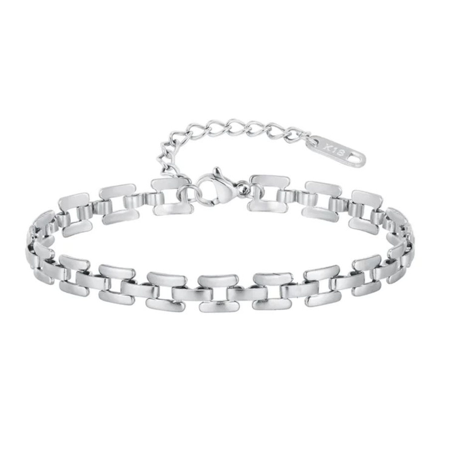 KARMA Armband Damen Edelstahl vergoldet Silber oder Gold modern (Geschenk für Sie, Schmuck für Frauen Damenarmband), Armkettchen Karabinerverschluss