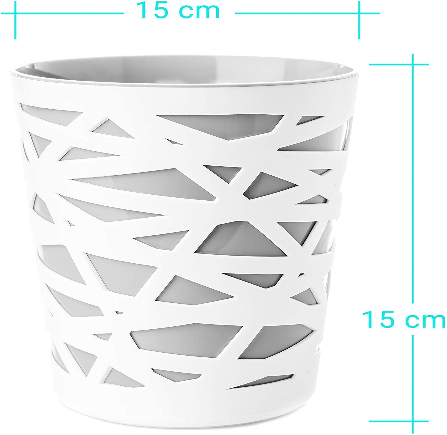 Thumbnail - Centi Übertopf Blumentopf Übertopf, 2 in 1, aus stabilem Kunststoff (Spar Set, 4 St., Ø15cm, H15cm in grau/weiß), mit he...