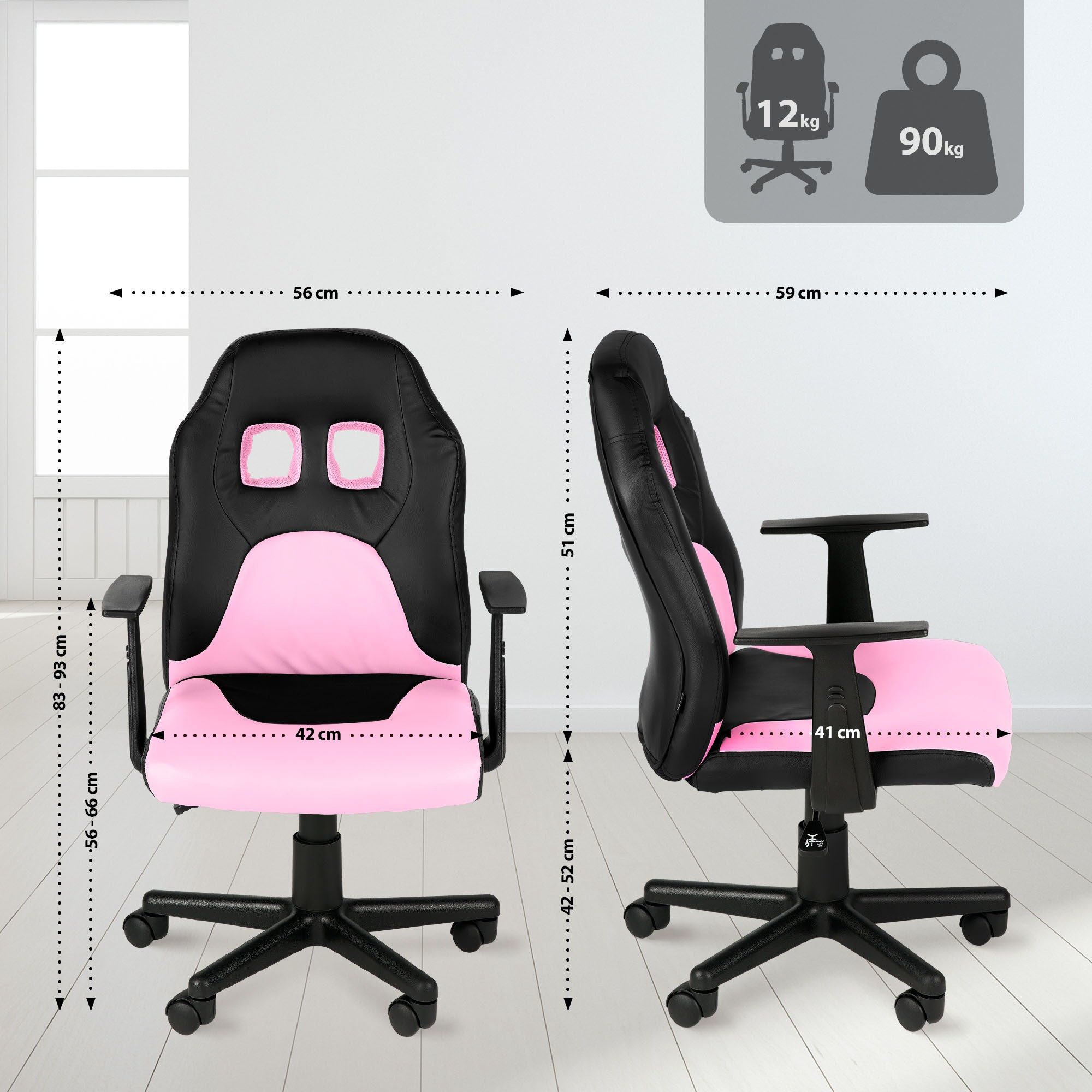 CLP Gaming Chair Fun, Kinder-Bürostuhl, mit abnehmbaren Armlehnen