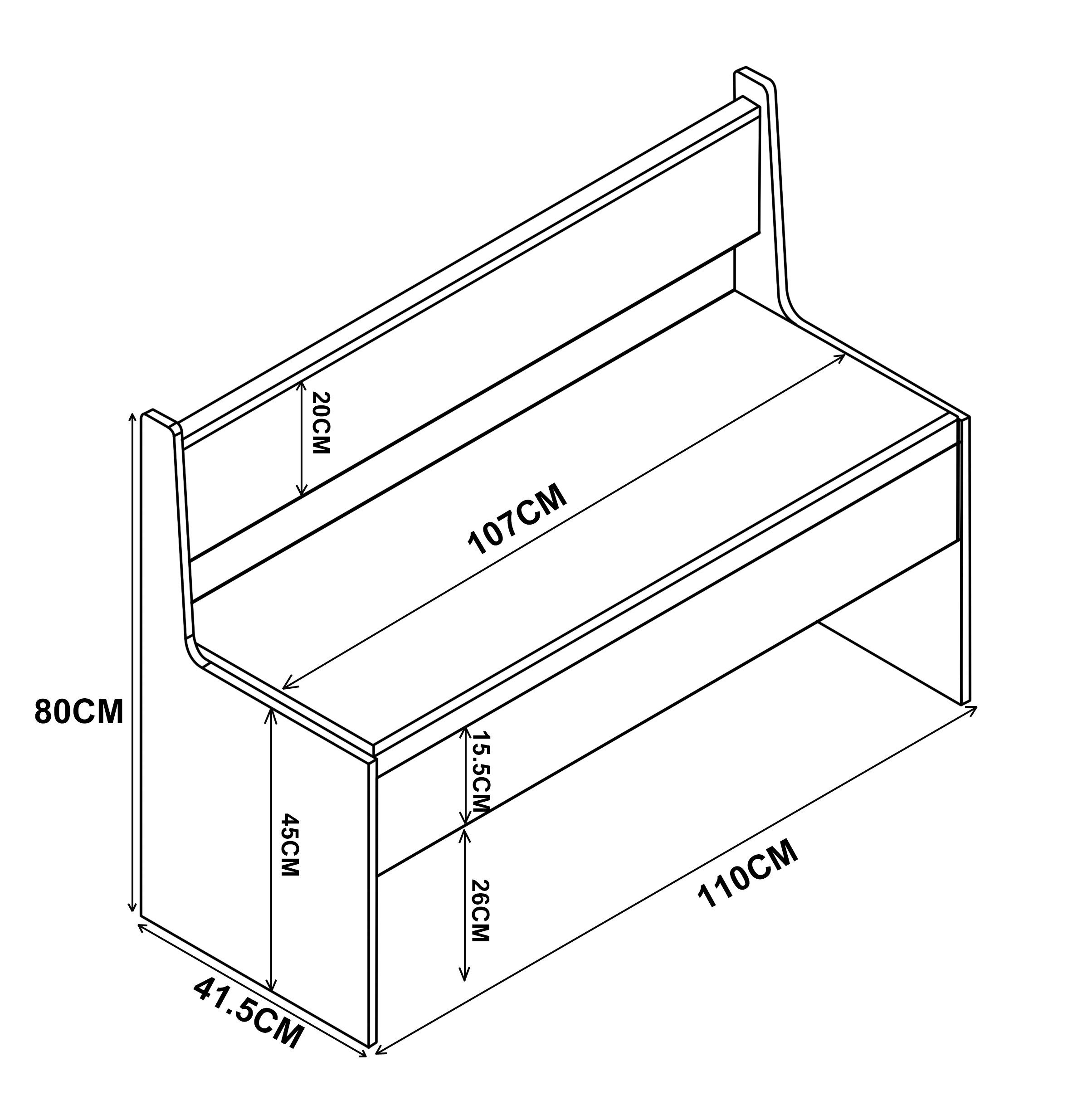 VCM Essbank Esal 3 Plätze B. 110 x T. 42 x H. 80 cm, Sitzbank, Essecke mit Stauraum, Sitzgruppe, für Küche und Esszimmer – Bild 3 von 3