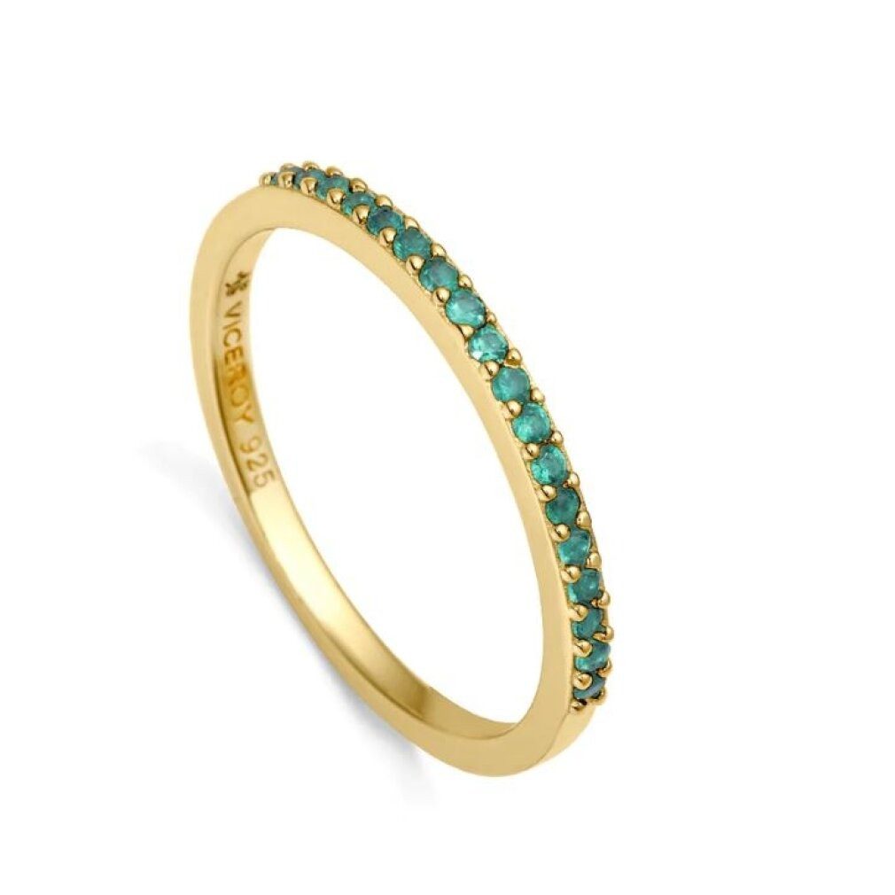 Viceroy Fingerring Eleganter vergoldeter Ring mit grünen Zirkonen Trend 9118A014 50 mm