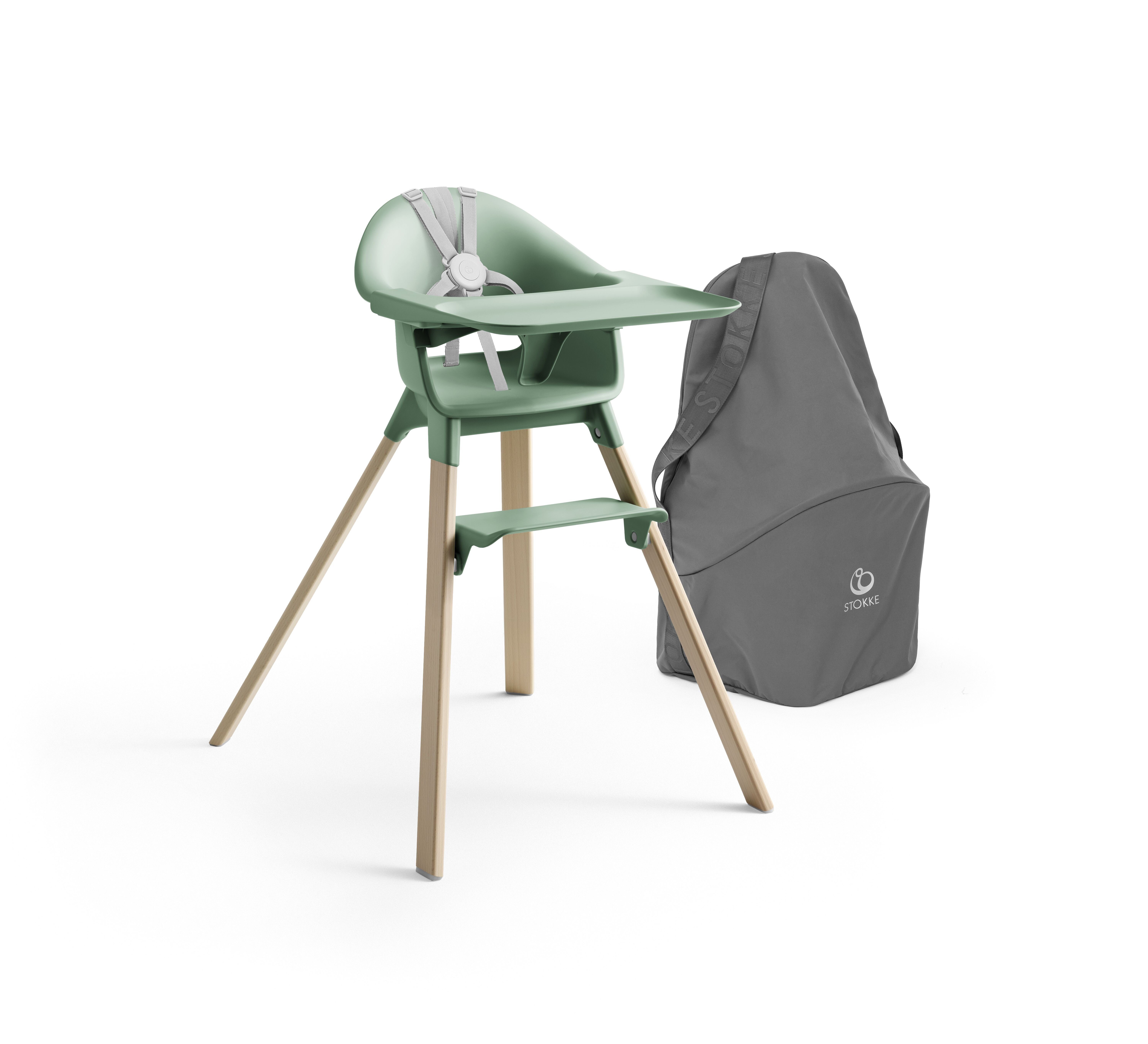 Stokke Hochstuhl Clikk™ Bundle Monate Clikk Für Mahlzeiten 6 Green bestehend Hochstuhl Bag, kinderleichte Clover mit Travel aus ab