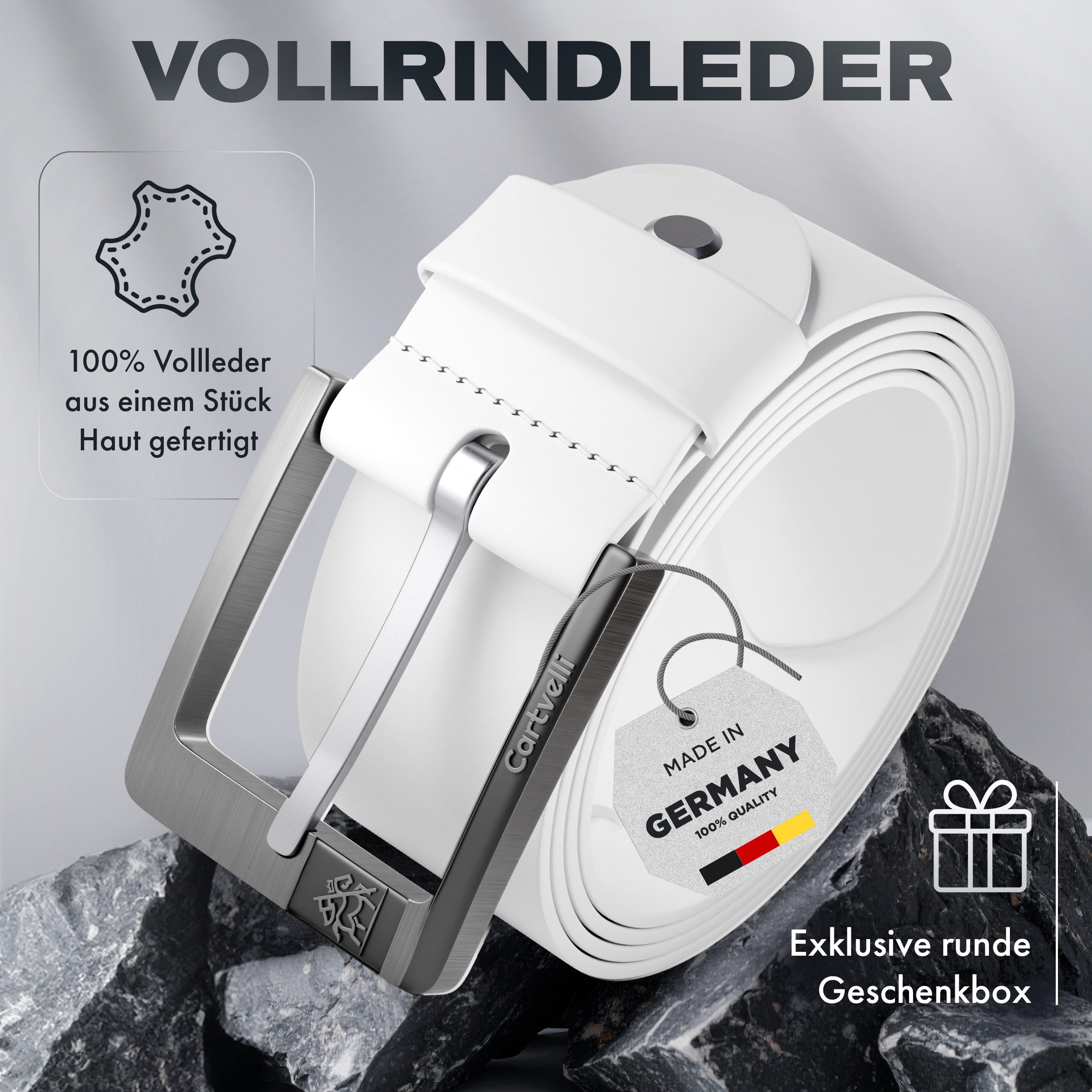 Cartvelli Ledergürtel Premium Ledergürtel Herren Made in Germany mit Geschenkbox Gürtel 40mm