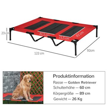 PawHut Tierbett Hundeschlafplatz Erhöhtes Katzenbett, Hundeliege outdoor Hundebett Schlafplatz Hundesofa Haustierbett Rot