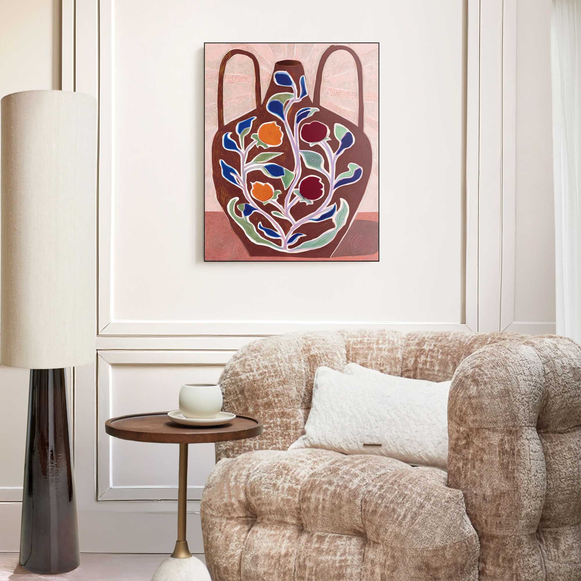 Reinders! Wandbild Steingutvase, Blumen (1 St), Küche - Rosa - MDF - Blumen und Pflanzen - 50x40 cm