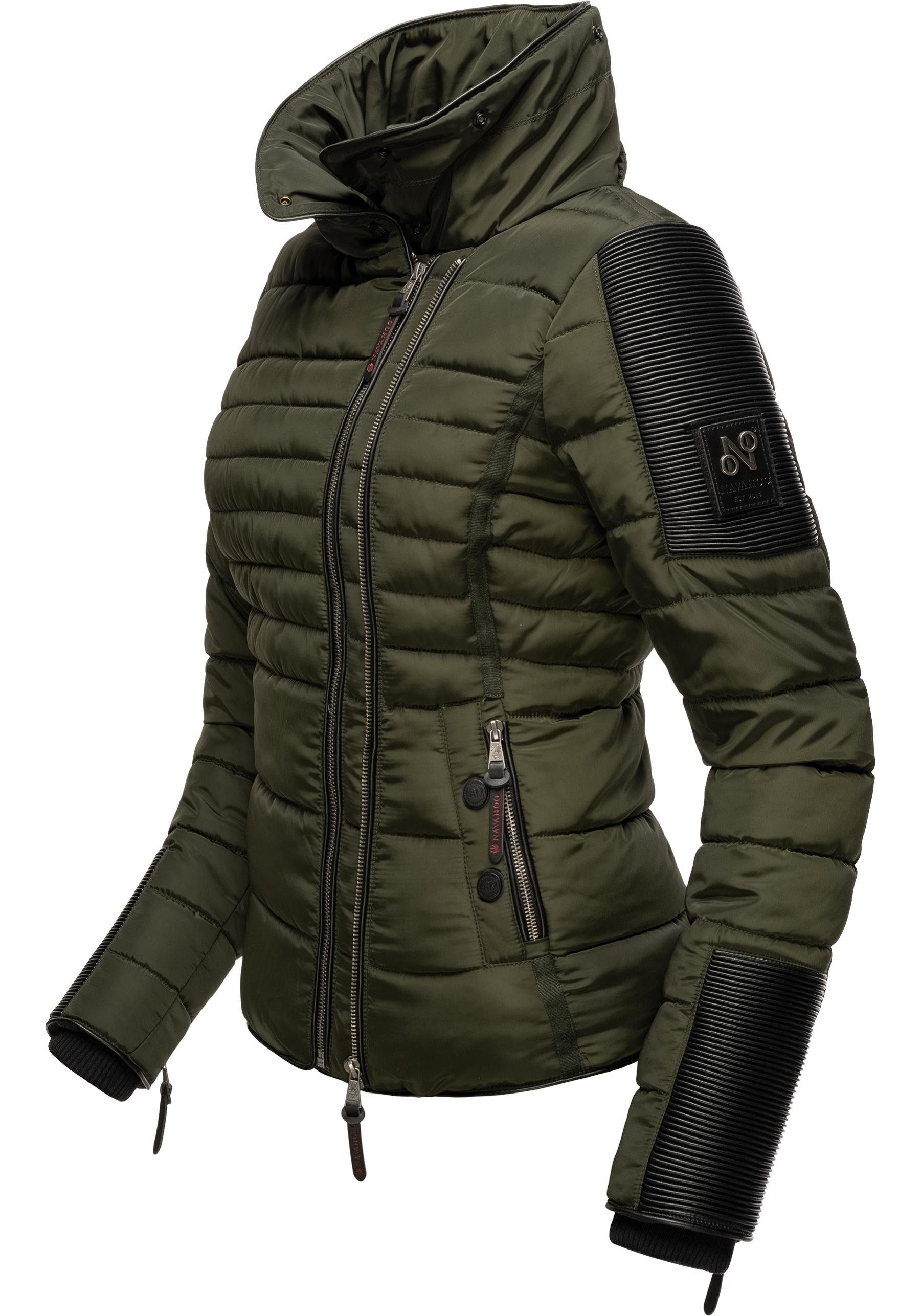 Navahoo Steppjacke Yuki2 stylische Winterjacke mit edlem Kunstfell-Kragen,  Innen mit extra weichem Teddy-Fleece, angenehmes Tragegefühl