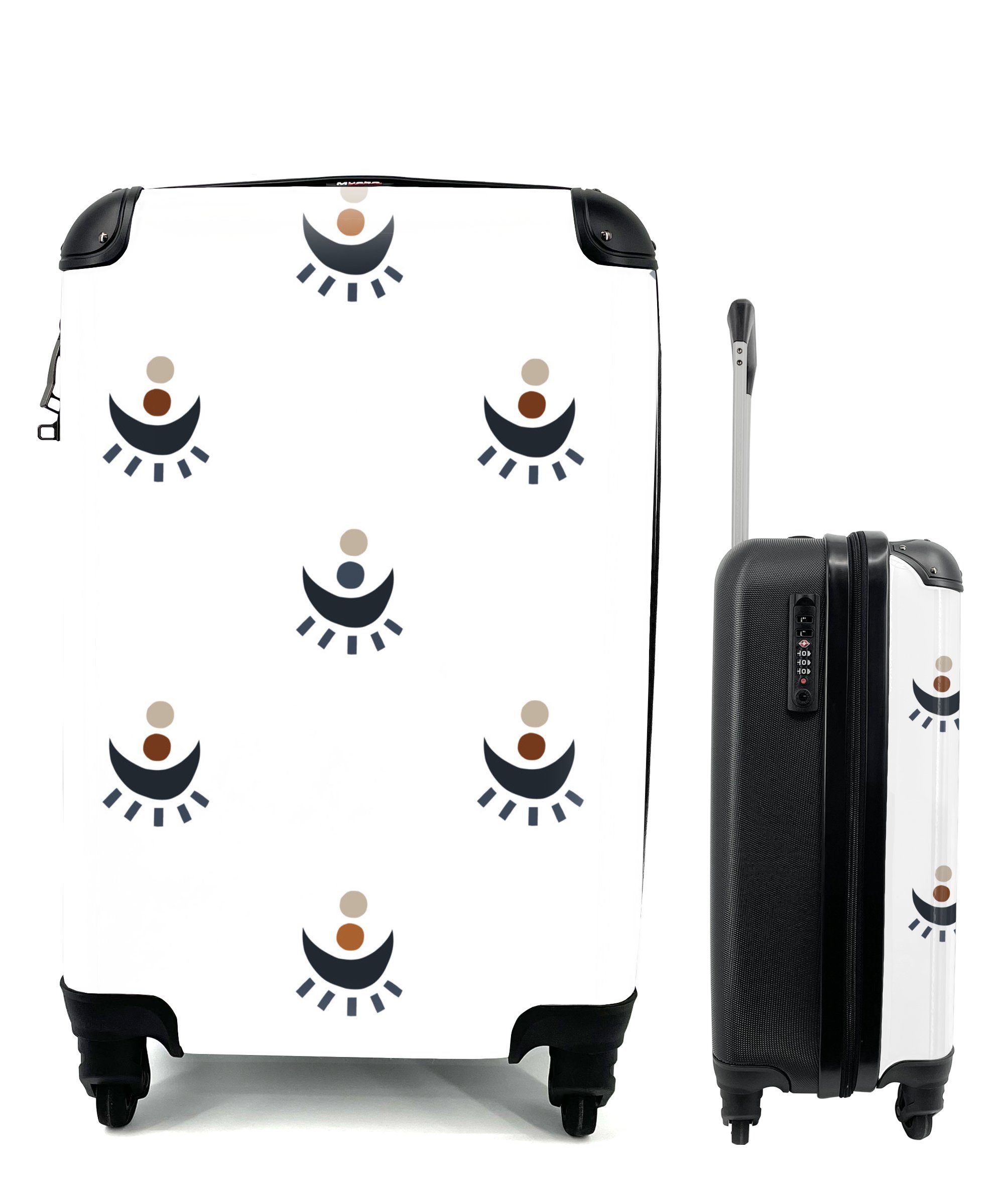 MuchoWow Handgepäckkoffer Muster - Mond - Punkte, 4 Rollen, Reisetasche mit rollen, Handgepäck für Ferien, Trolley, Reisekoffer