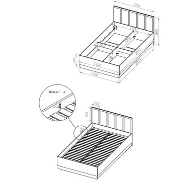 Lomadox Kinderbett CASPER-131, 120x200cm, Velours-Kopfteil, aufklappbarer Bettkasten