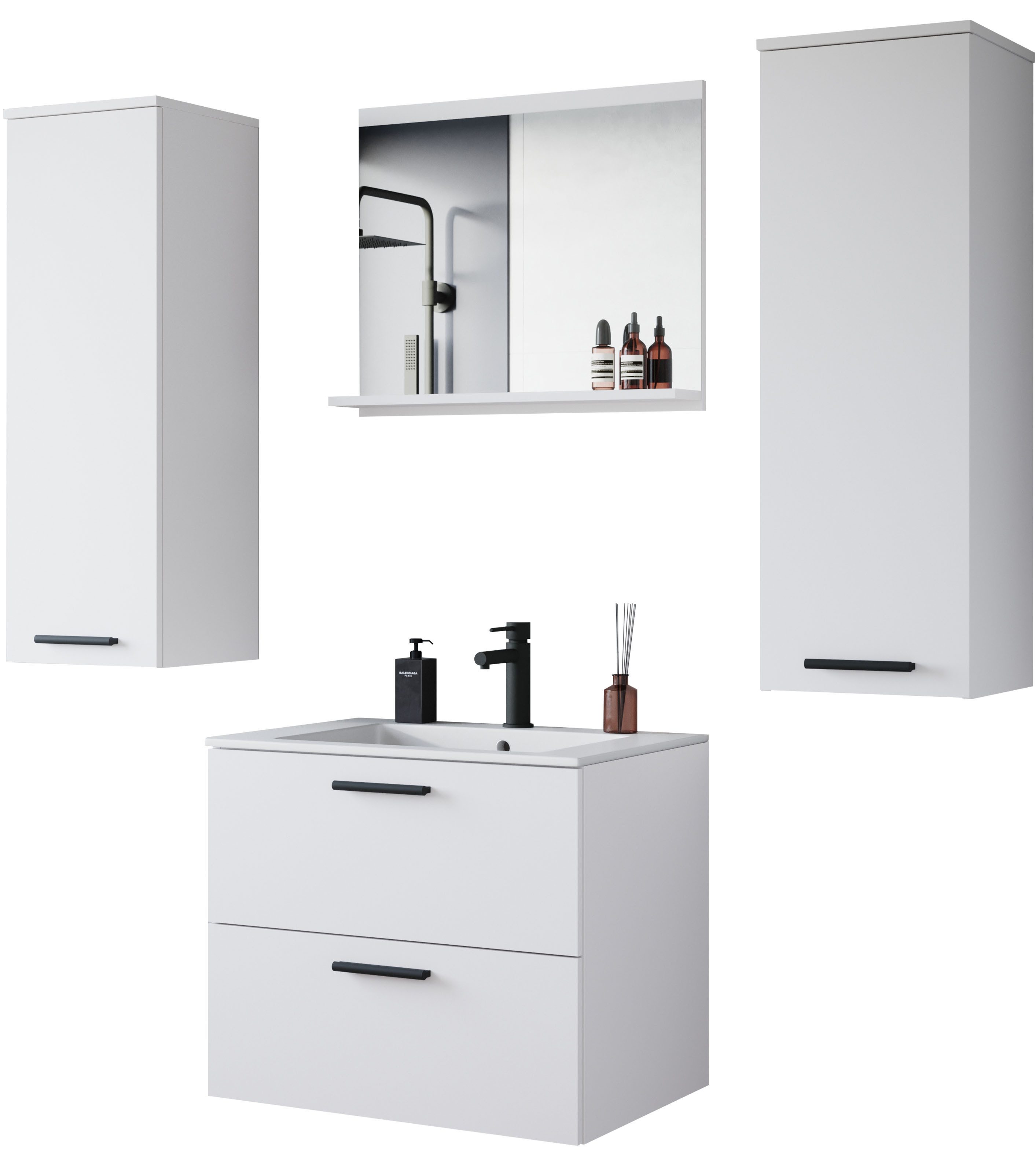 welltime Badmöbel-Set PILA, (Set, 4-St), Badmöbel 4-teilig, verstellbare Ei günstig online kaufen