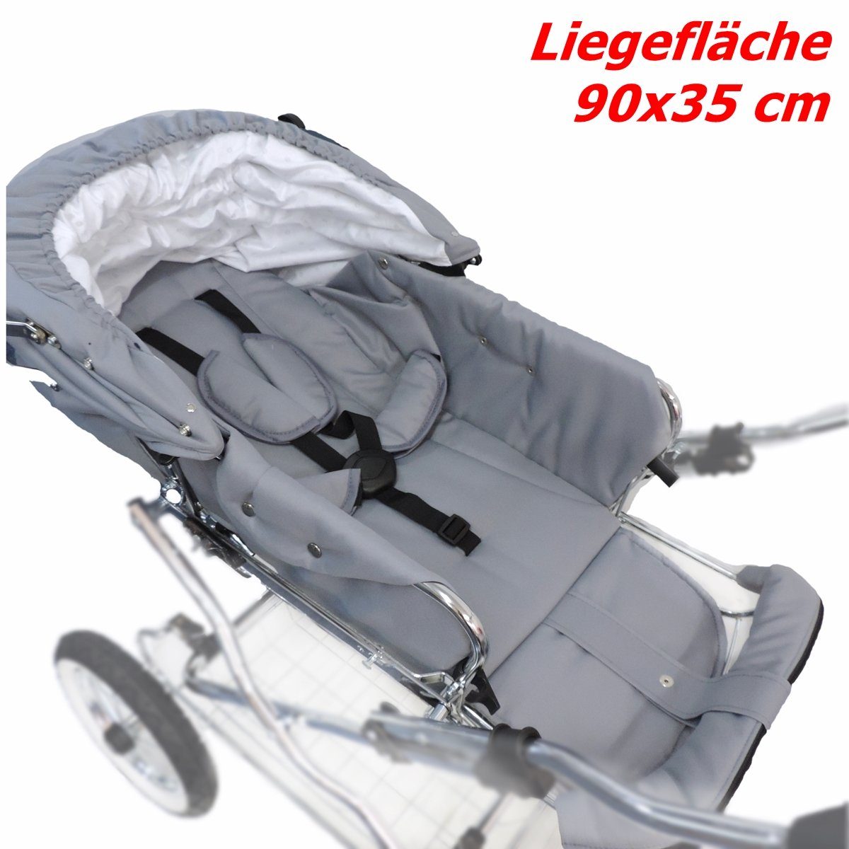 (0-3 Sportwageneinsatz Jahre) Weiß, Weide Eichhorn made in Kombi-Kinderwagen silbergrau Retro-Korbwagen-Set, inklusive / Kinderwagen EU