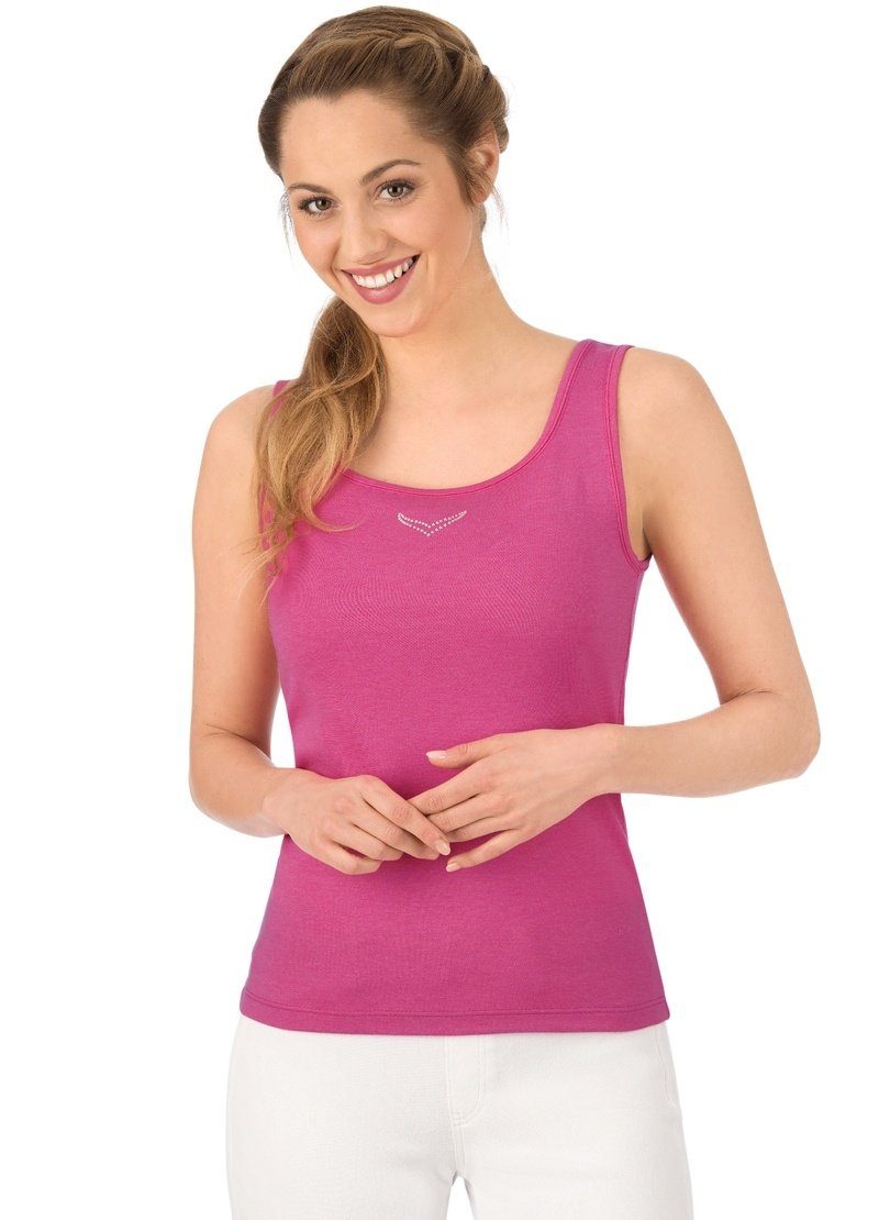 Trigema Tanktop TRIGEMA Trägershirt mit Kristallsteinen (1-tlg) günstig online kaufen
