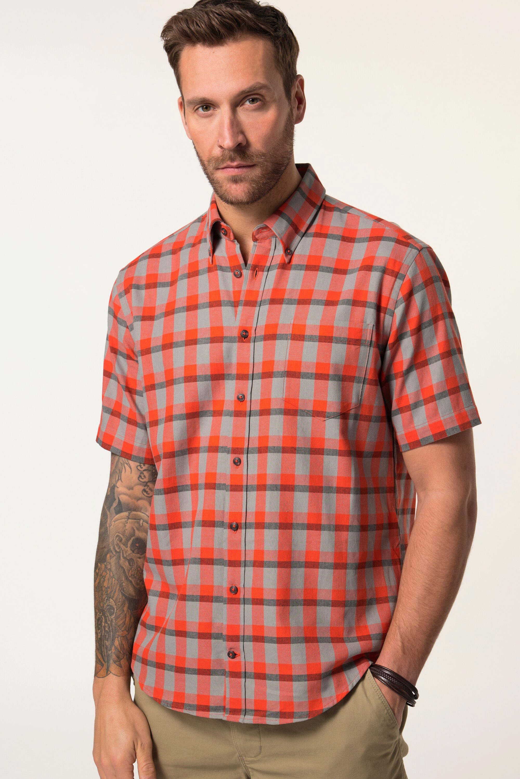 Kurzarmhemd Karohemd Halbarm Buttondown-Kragen Modern Fit
