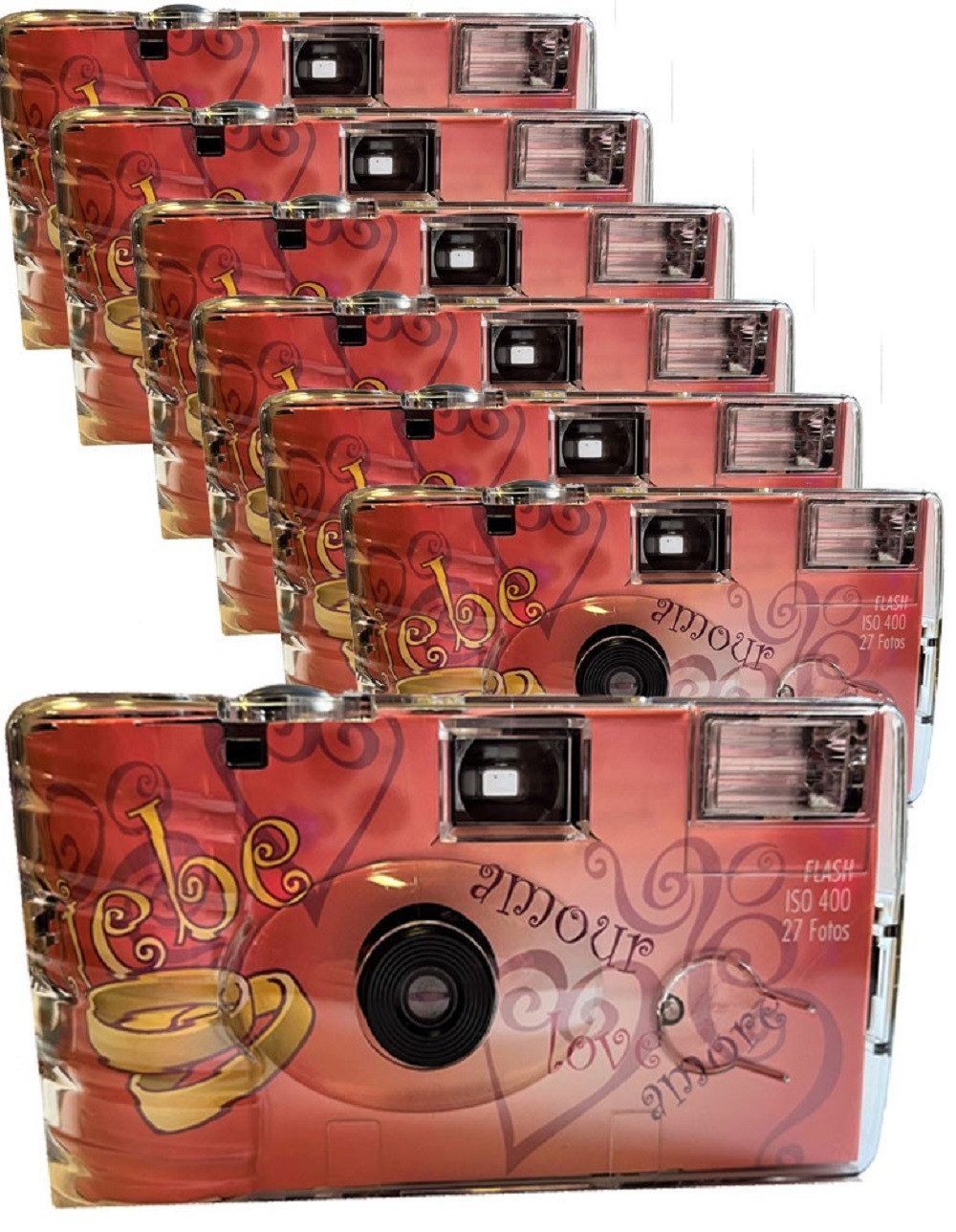 Photo Porst 7 x Einwegkamera Sonderposten Hochzeit Amore Rot MHD 12.2025 Einwegkamera