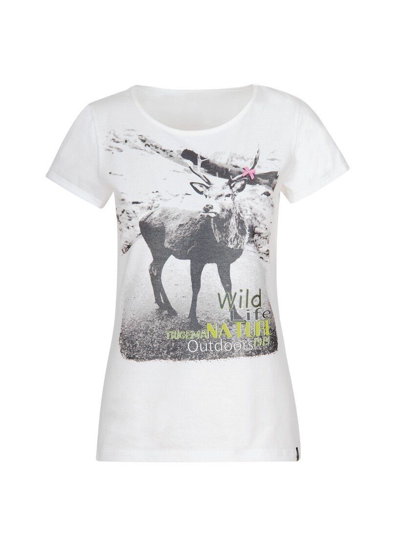 Trigema T-Shirt TRIGEMA T-Shirt mit Hirsch-Motiv und Schleifchen | Sport-T-Shirts