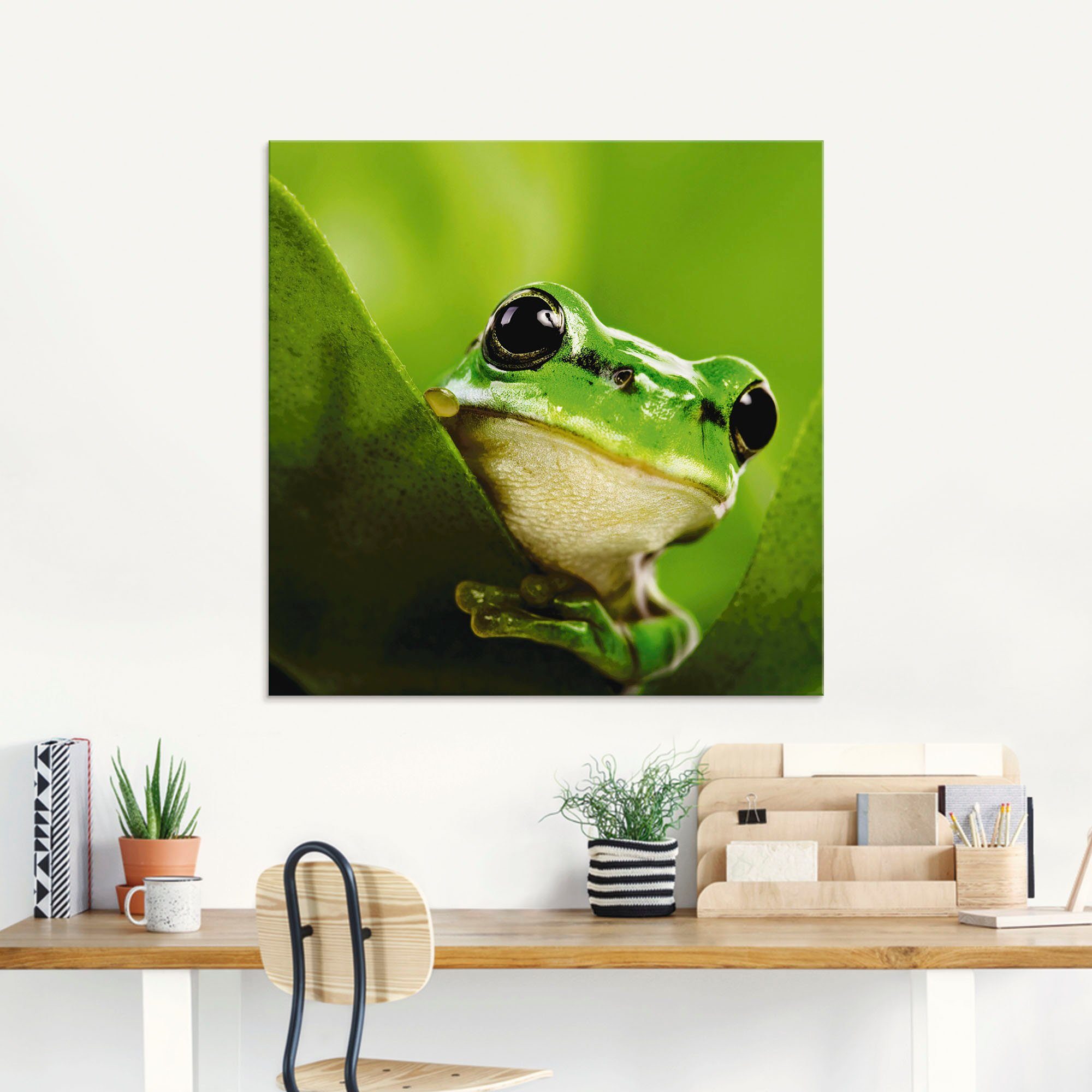 Artland Glasbild Ausspähender Frosch, Wassertiere (1 günstig online kaufen