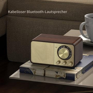 yozhiqu Bluetooth-kompatibler 5.0-Lautsprecher aus Holz - klassisches Design Bluetooth-Lautsprecher (Stereo-Surround-Sound, Subwoofer, AUX- und FM-Radiofunktionen)
