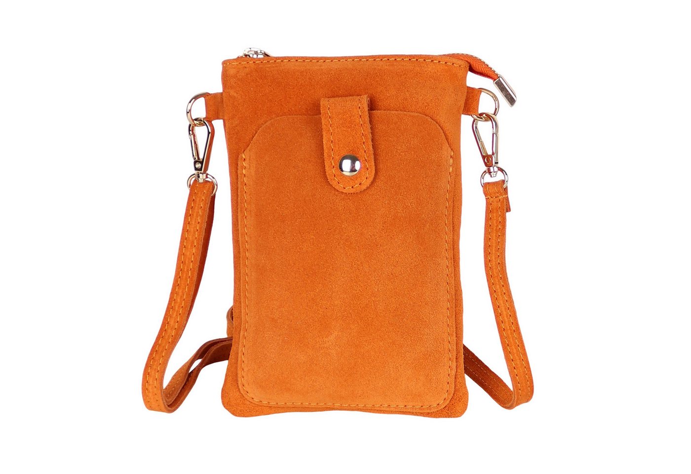 MIRROSI Handytasche Damen Kleine Umhängetasche aus Wildleder Made in Itlay (ca.14x21x3cm), Mini Handytasche zum Umhängen, Handy Tasche
