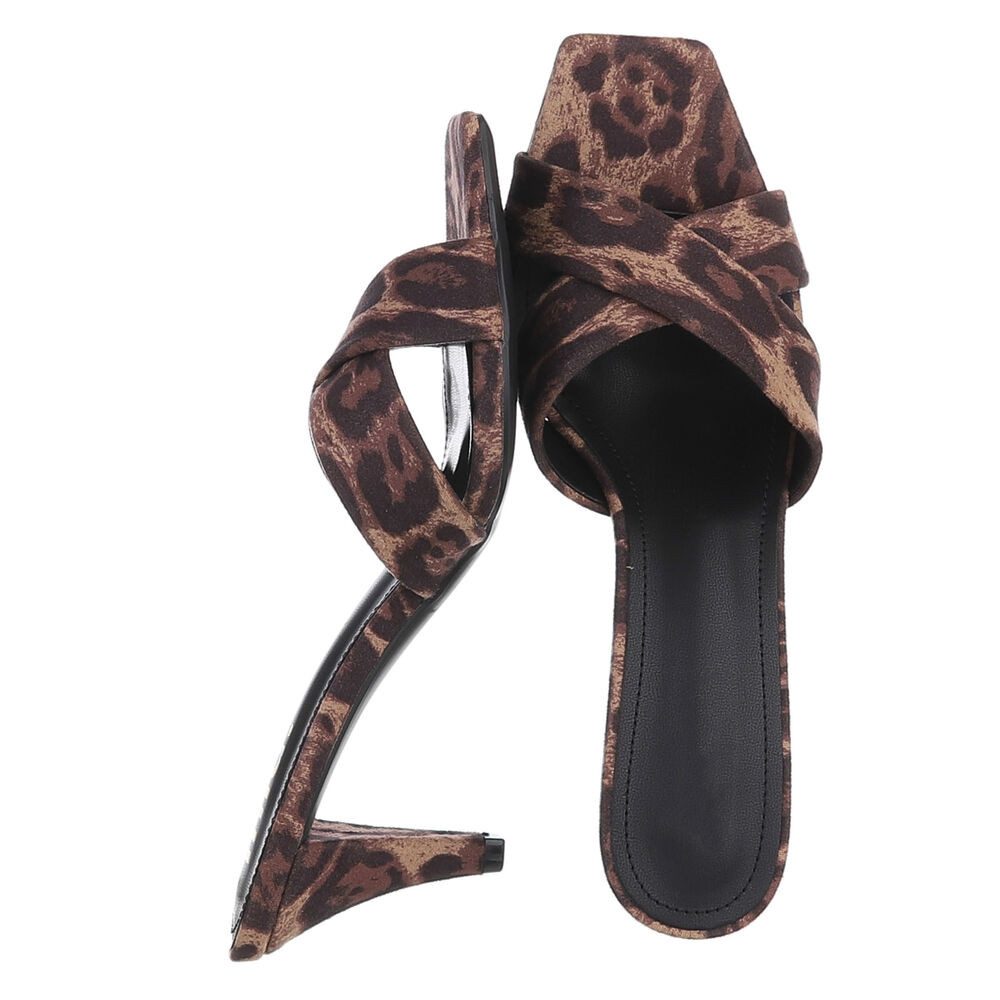 Ital-Design Damen Mules Pumps mit Stilettoabsatz und Riemen Pantolette (91895849) Pfennig-/Stilettoabsatz Sandalen & Sandaletten in Braun