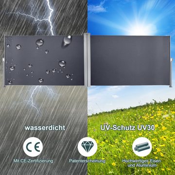 Clanmacy Seitenmarkise Aluminium Doppel Seitenmarkise Sonnenschutz Sichtschutz