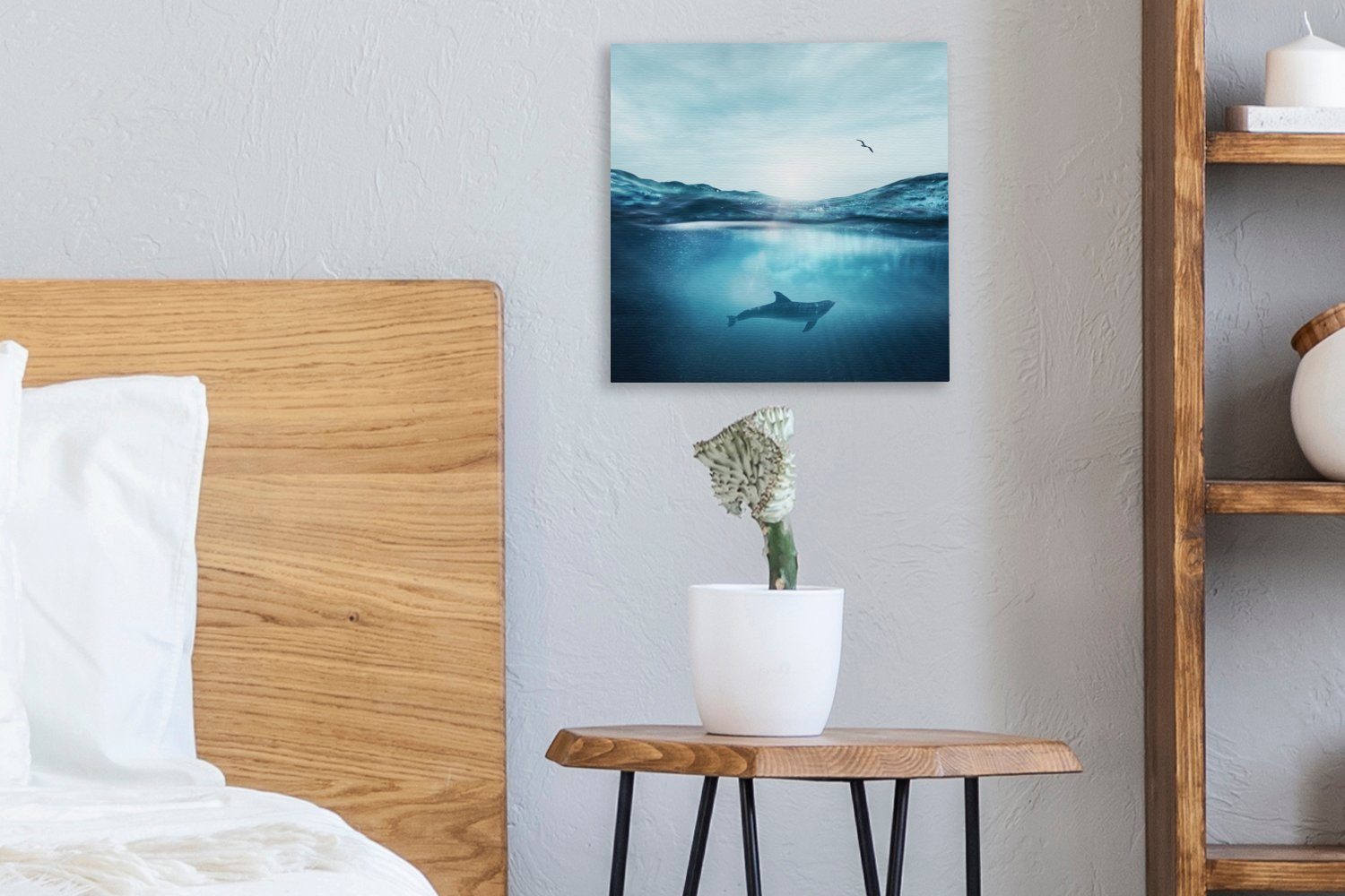 Meer Leinwandbild Delfin (1 OneMillionCanvasses® - St), für - Vogel, Bilder Leinwand Schlafzimmer Wohnzimmer