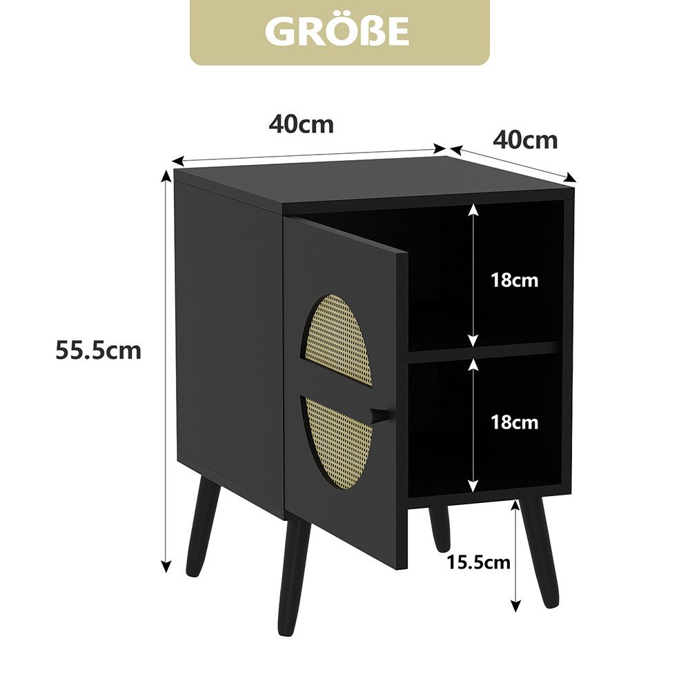 WAOHO Nachttisch Nachttisch Rattan geflecht, 2 Fächern, Sofatisch, Beistell günstig online kaufen