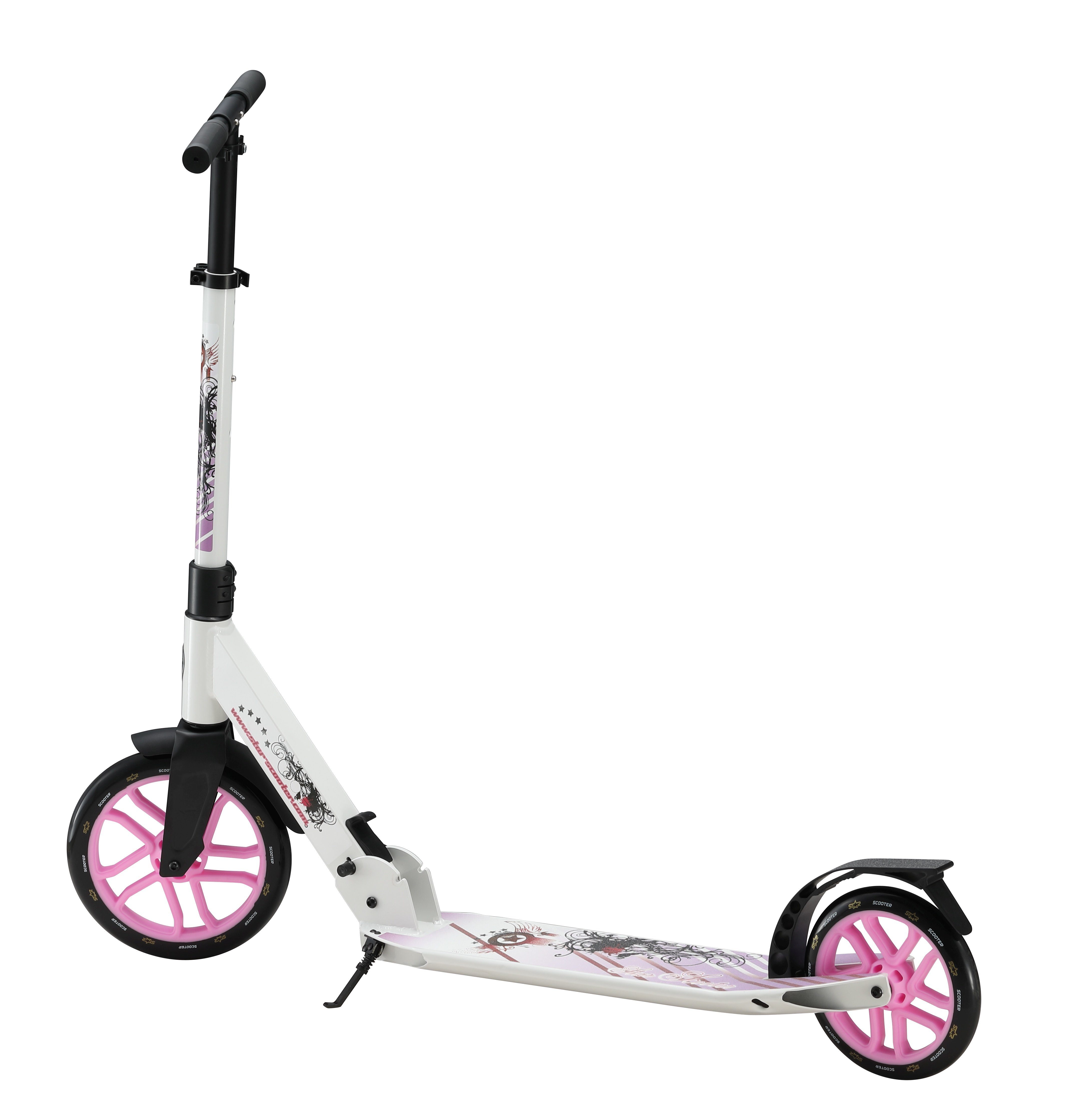 Star-Scooter Cityroller 255 mm, ab 8 Jahre, Kinder City Roller ab 158 cm, Jungen, Mädchen, Klappbar, Höhenverstellbar, Seitenständer, Aluminium