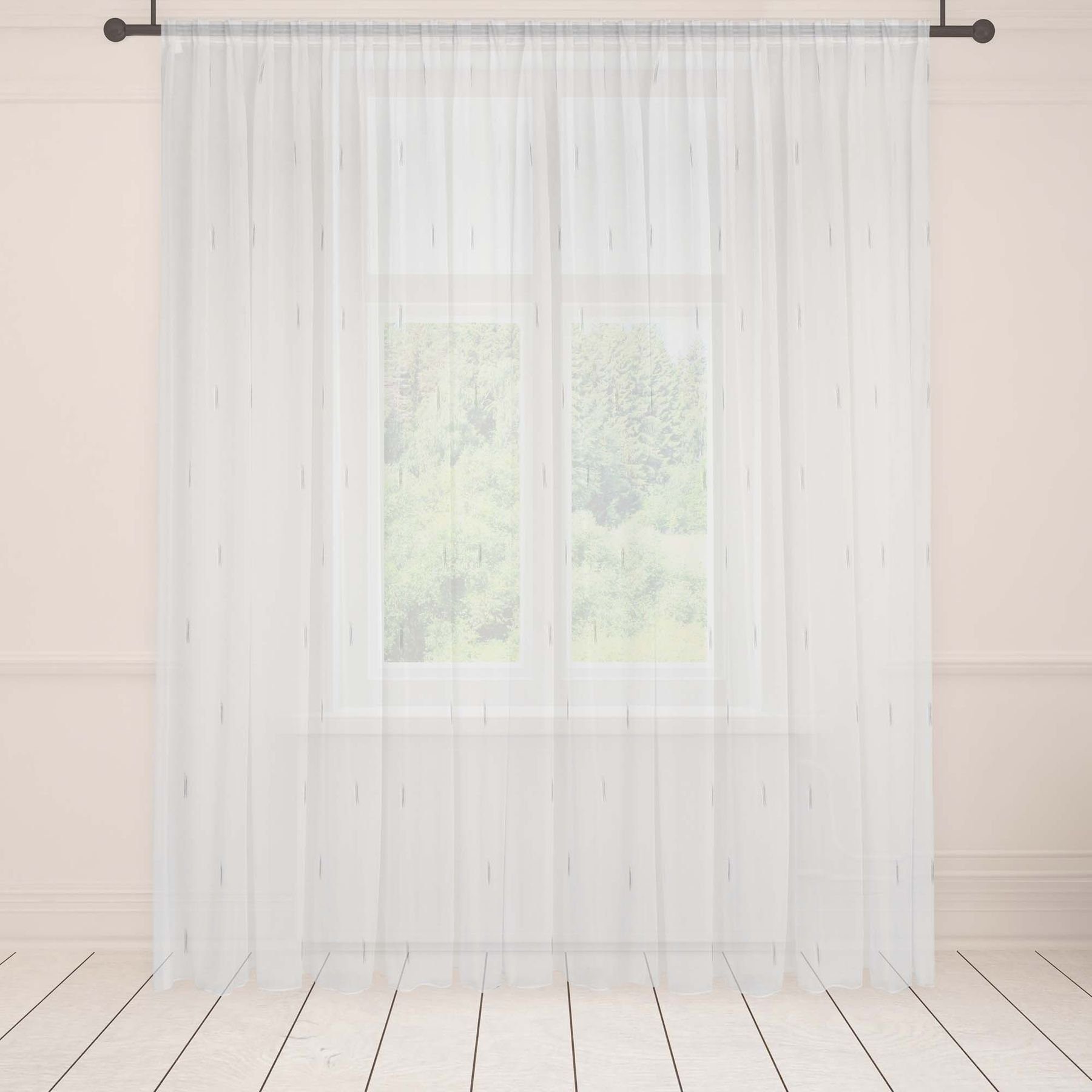 Asphald Gardine mit Scherli Muster Vorhang Pflegeleicht Voile 1:2,5 3er Falte (1 St), Faltenband, St.Br 200cm f.Breite 80cm