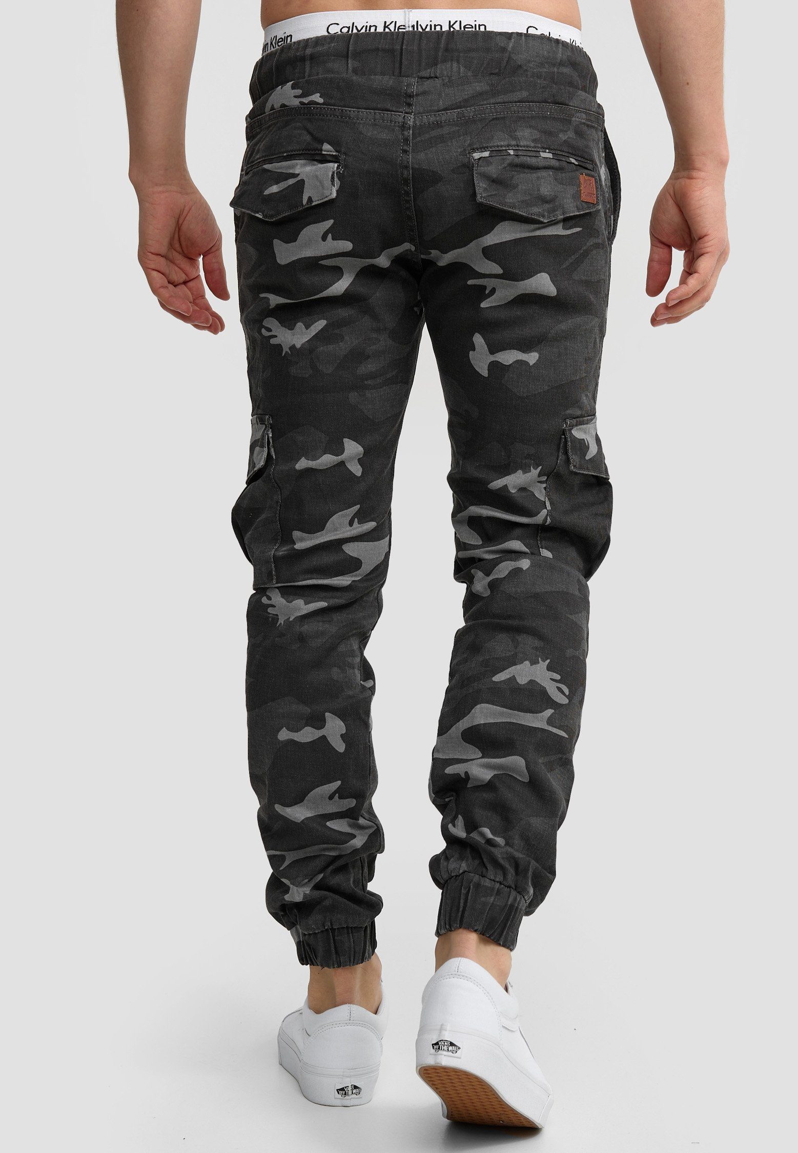 (1-tlg) Camouflage Chino Herren Slim Code47 Slim-fit-Jeans Fit, Jeans, Code47 Schwarz Pants,