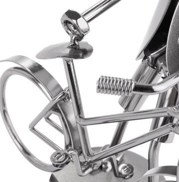 BRUBAKER Dekofigur Metallskulptur Schraubenmännchen Fahrrad (1 St), kunstvolle Geschenkfigur für Fahrradfahrer*innen und Fahrradverkäufer*innen, Metallfigur