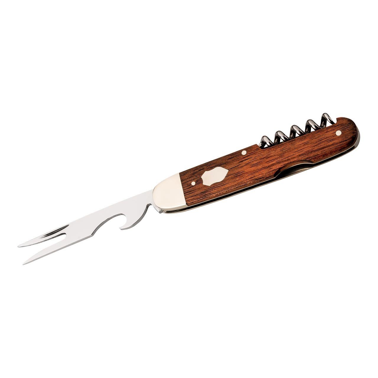Hartkopf Taschenmesser Rotholz-Griff, Neusilber-Backen, Gravurplättchen, Hartkopf-Solingen Taschenmesser Picknick, Rotholz-Schalen