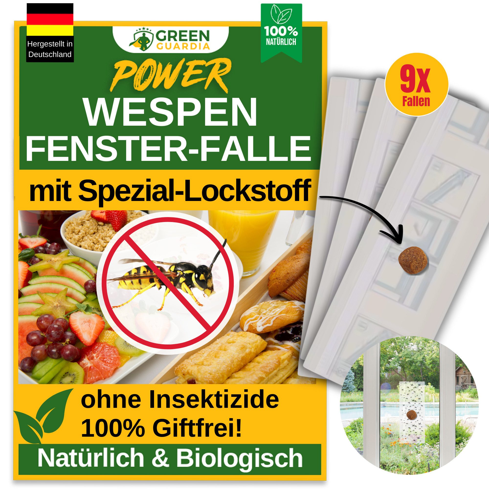 Insektenfalle Wespen Fenster-Falle mit Spezial-Lockstoff - insektizidfrei