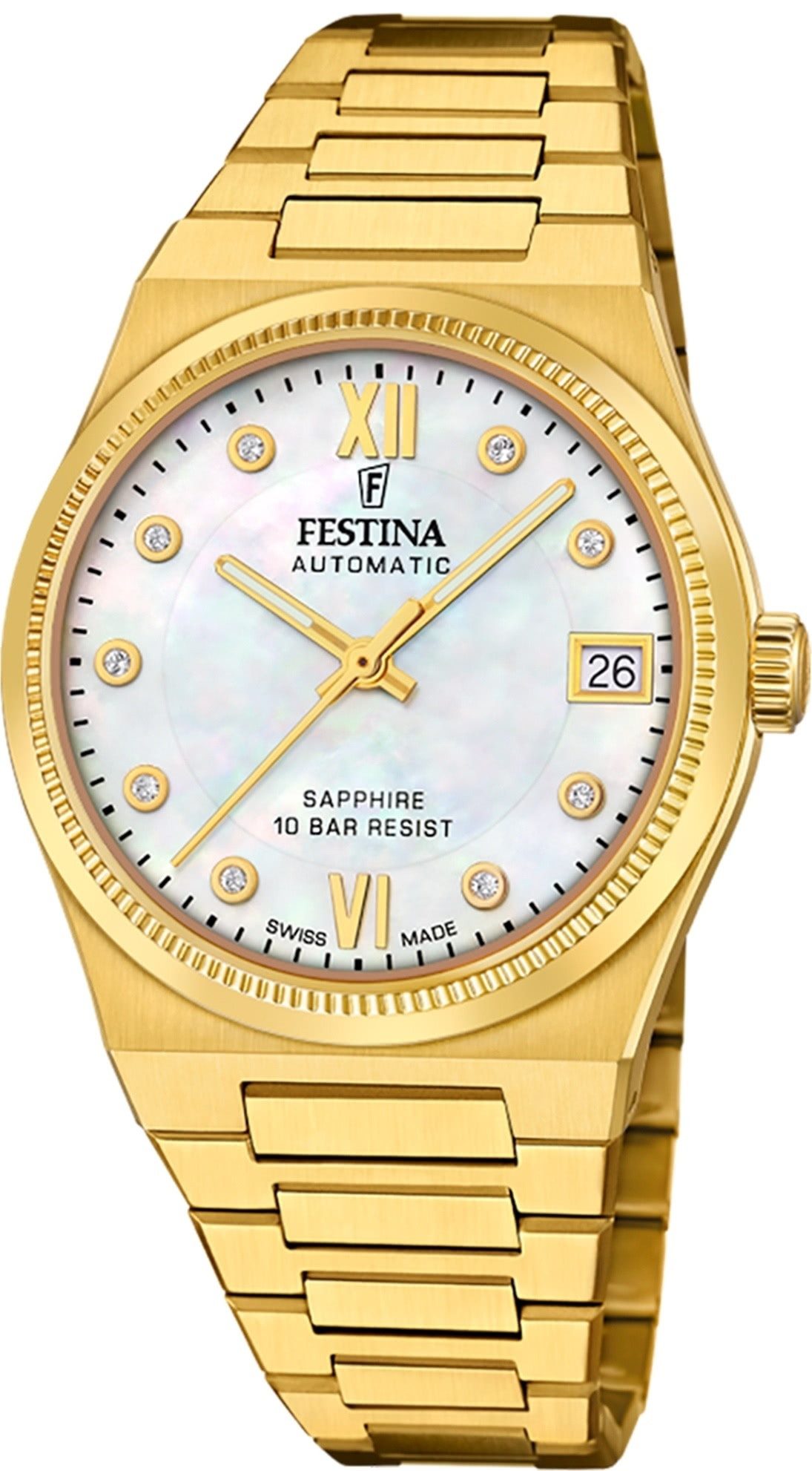 Automatikuhr Festina Damenuhr Edelstahl gold Festina