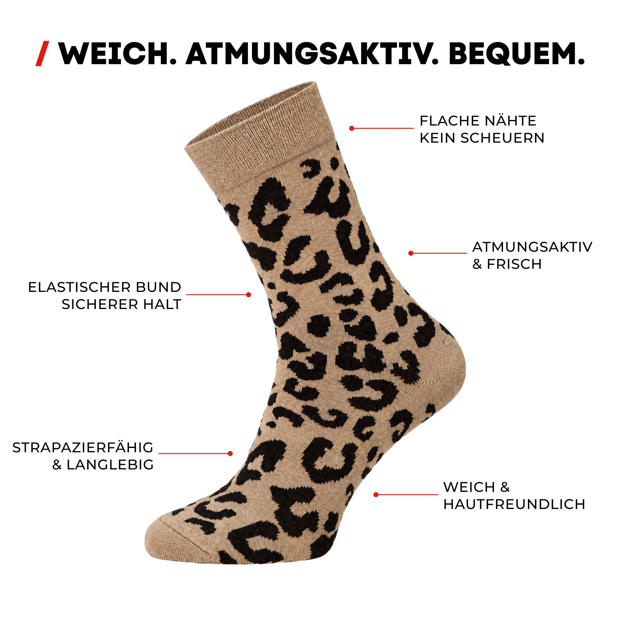 Chili Lifestyle Freizeitsocken LADY Geschenkbox gemusterte Socken Leoprint aus Baumwolle für Damen (Multipack, 8-Paar, 8 Farben) Weichbund ohne Gummidruck – Bild 5 von 5