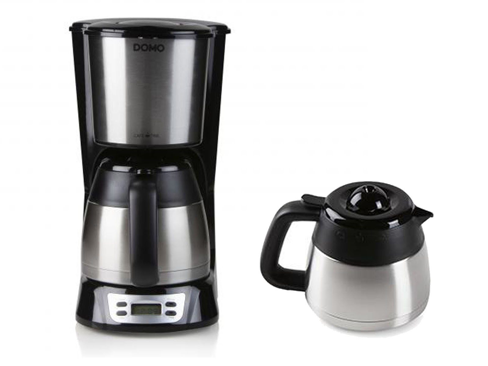 2 Dauerfilter Filter-Kaffee Thermoskannen Filterkaffeemaschine, Domo für Edelstahl Timer, Pulver
