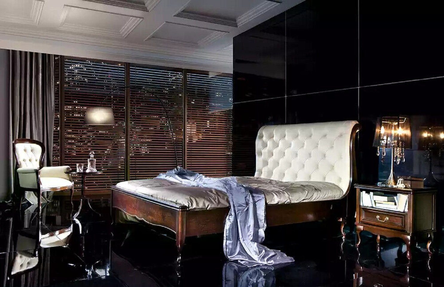 Betten Design Doppel Hotel Bett Weiß Modernes Schlafzimmer Made Bett), Luxus (1-tlg., Europe Nur JVmoebel in Bett Gestell