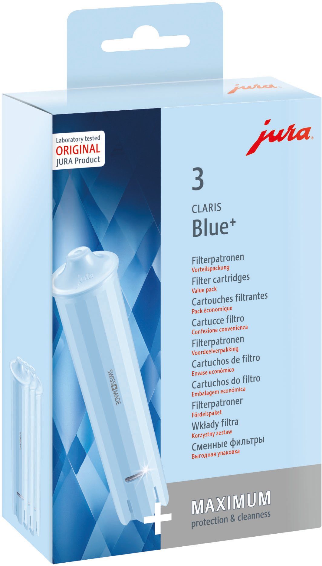 JURA Wasserfilter 71793 CLARIS Blue+, Zubehör für A1 A7 A9 ENA 7 ENA 9 ENA micro 1 ENA micro 5 ENA micro 8 ENA micro 9 ENA micro 90 ENA micro easy F9 F900 GIGA 5 IMPRESSA A5 IMPRESSA A9 IMPRESSA C55 IMPRESSA F50 IMPRESSA F55 IMPRESSA F7 IMPRESSA F8 IMPRESSA F85 IMPRESSA F95 IMPRESSA J80 IMPRESSA J85 IMPRESSA J9 IMPRESSA S9 J10 J500 J90 J95, 3-Set