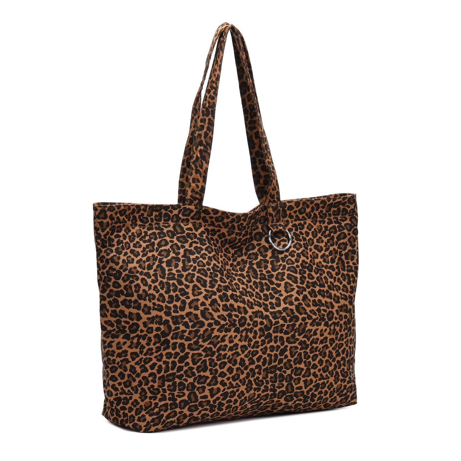 ITALYSHOP24 Schultertasche XXL Damen Leo Tasche Shopper Canvas Tote Bag Weekender Beuteltasche, Leopard Print Umhängetasche Tragetasche Shopping Henkeltasche Reise