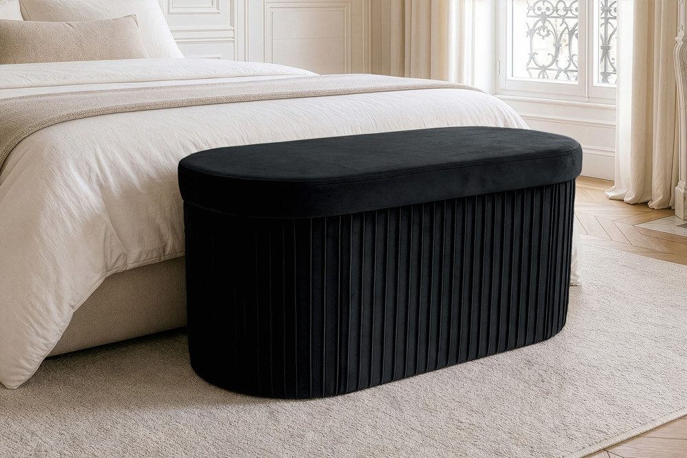 riess-ambiente Polsterbank ÉLAN 80cm schwarz - Samt, Sitzbank, mit Stauraum, faltbar, flexibel (Einzelartikel, 1-St), Eleganter Sitz mit Steppung - ideal für stilvolle & moderne Wohnräume